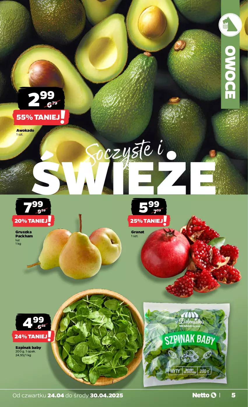 Gazetka promocyjna Netto - Od Czwartku - ważna 24.04 do 30.04.2025 - strona 5 - produkty: Gra, Granat, Owoce, Szpinak