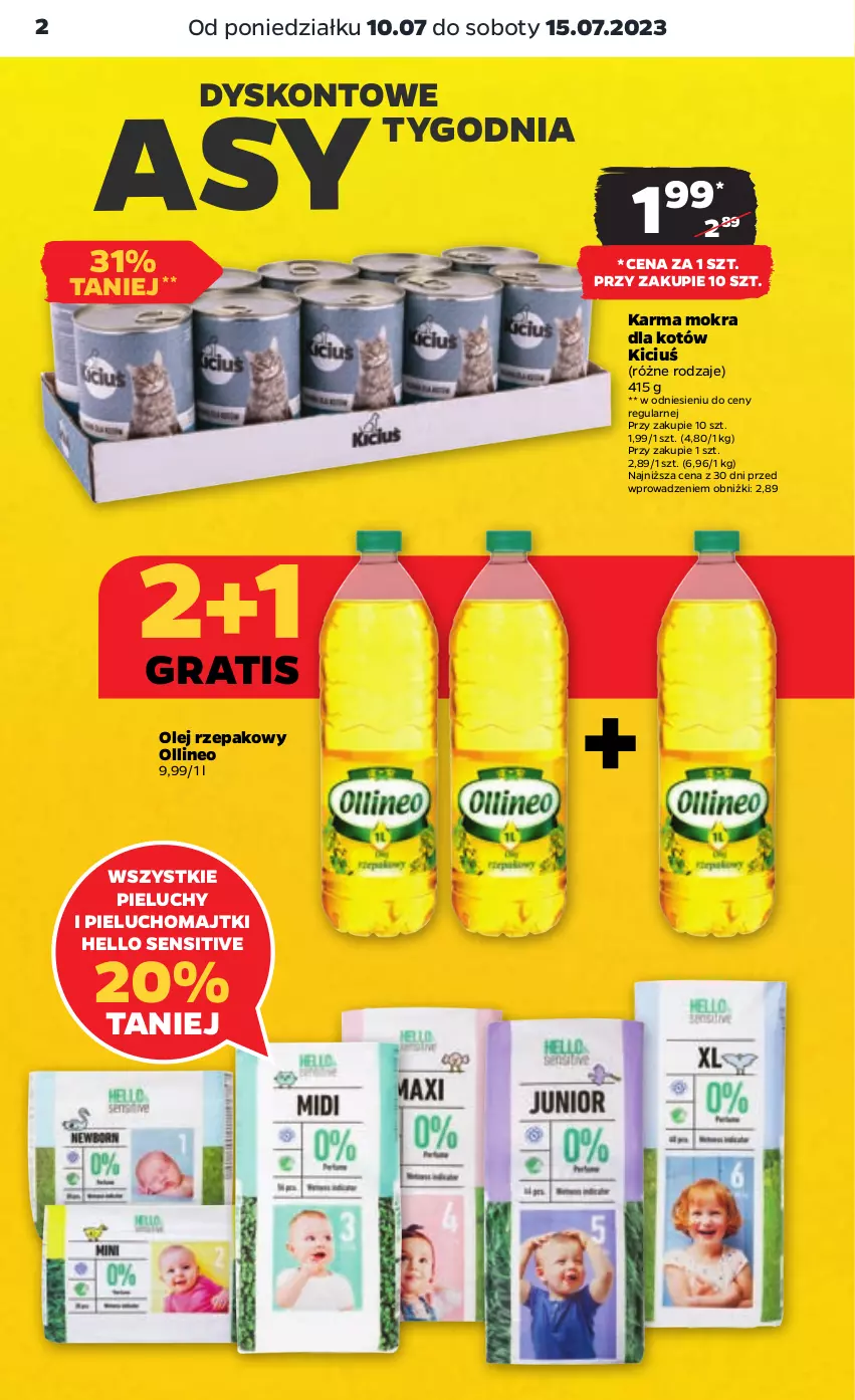 Gazetka promocyjna Netto - Artykuły spożywcze - ważna 10.07 do 15.07.2023 - strona 2 - produkty: Gra, Karma mokra dla kotów, Majtki, Olej, Olej rzepakowy, Pieluchomajtki, Pieluchy