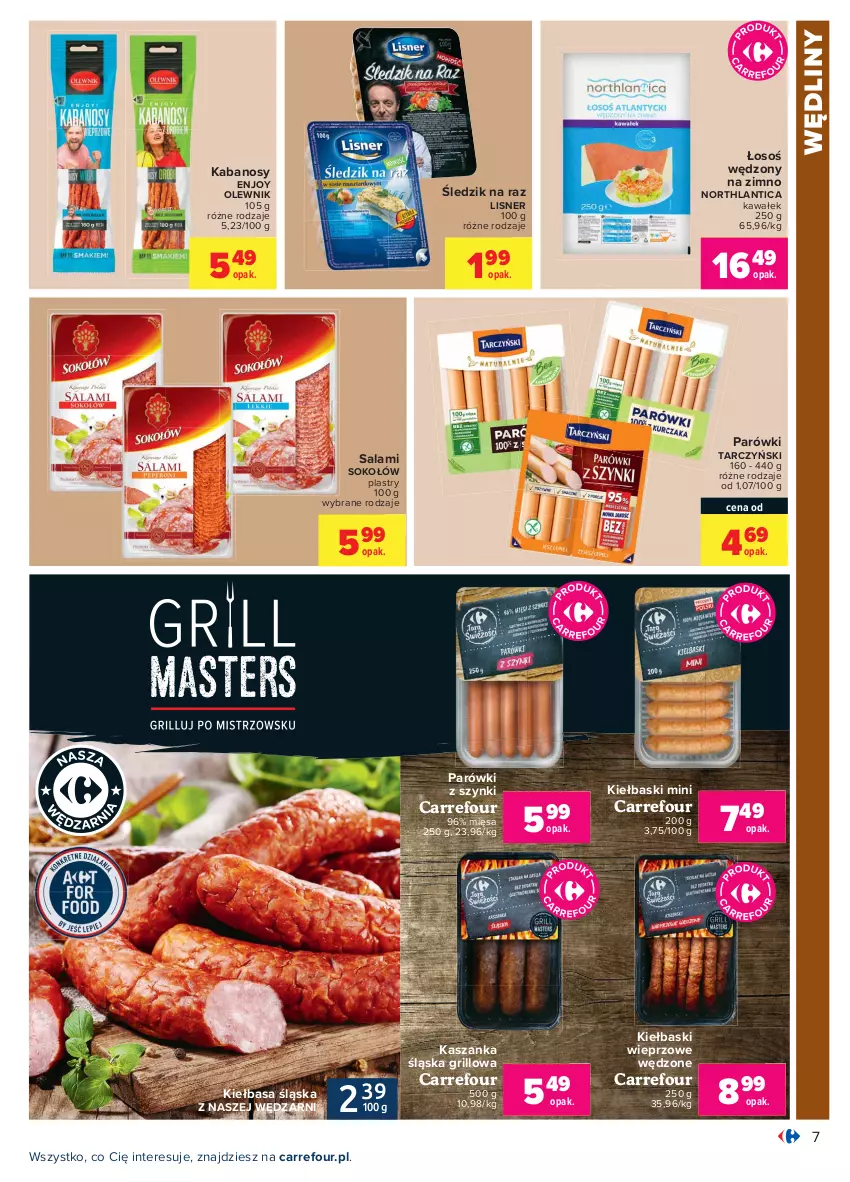 Gazetka promocyjna Carrefour - Gazetka Carrefour - ważna 19.04 do 30.04.2021 - strona 7 - produkty: Grill, Kabanos, Kasza, Kaszanka, Kawa, Kiełbasa, Kiełbasa śląska, Lisner, Olewnik, Parówki, Parówki z szynki, Salami, Sok, Sokołów, Tarczyński, Wałek