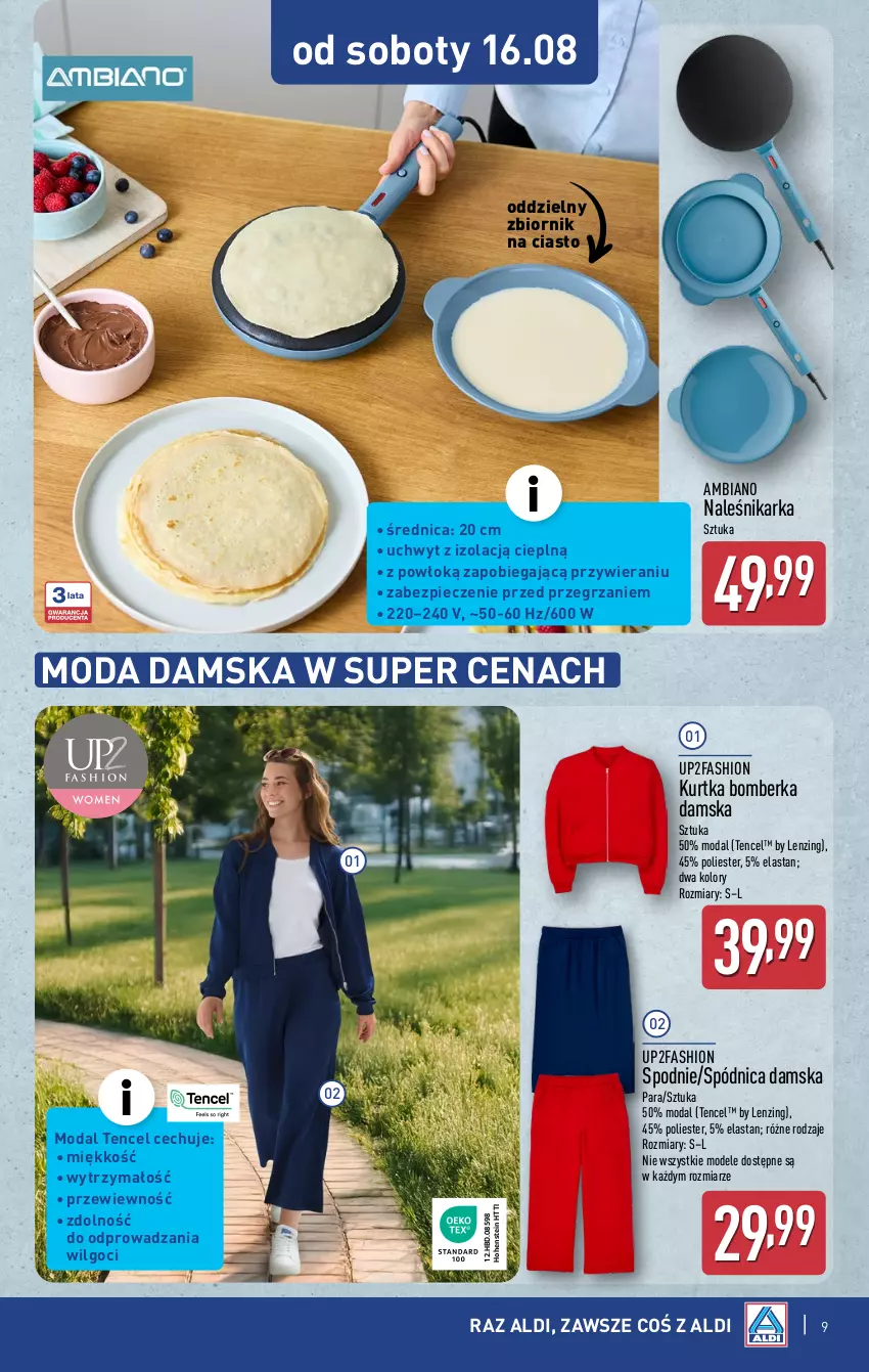 Gazetka promocyjna Aldi - Artykuły przemysłowe i tekstylia - ważna 13.08 do 16.08.2025 - strona 9 - produkty: Fa, Kurtka, LG, Moda, Piec, Spódnica, Spodnie