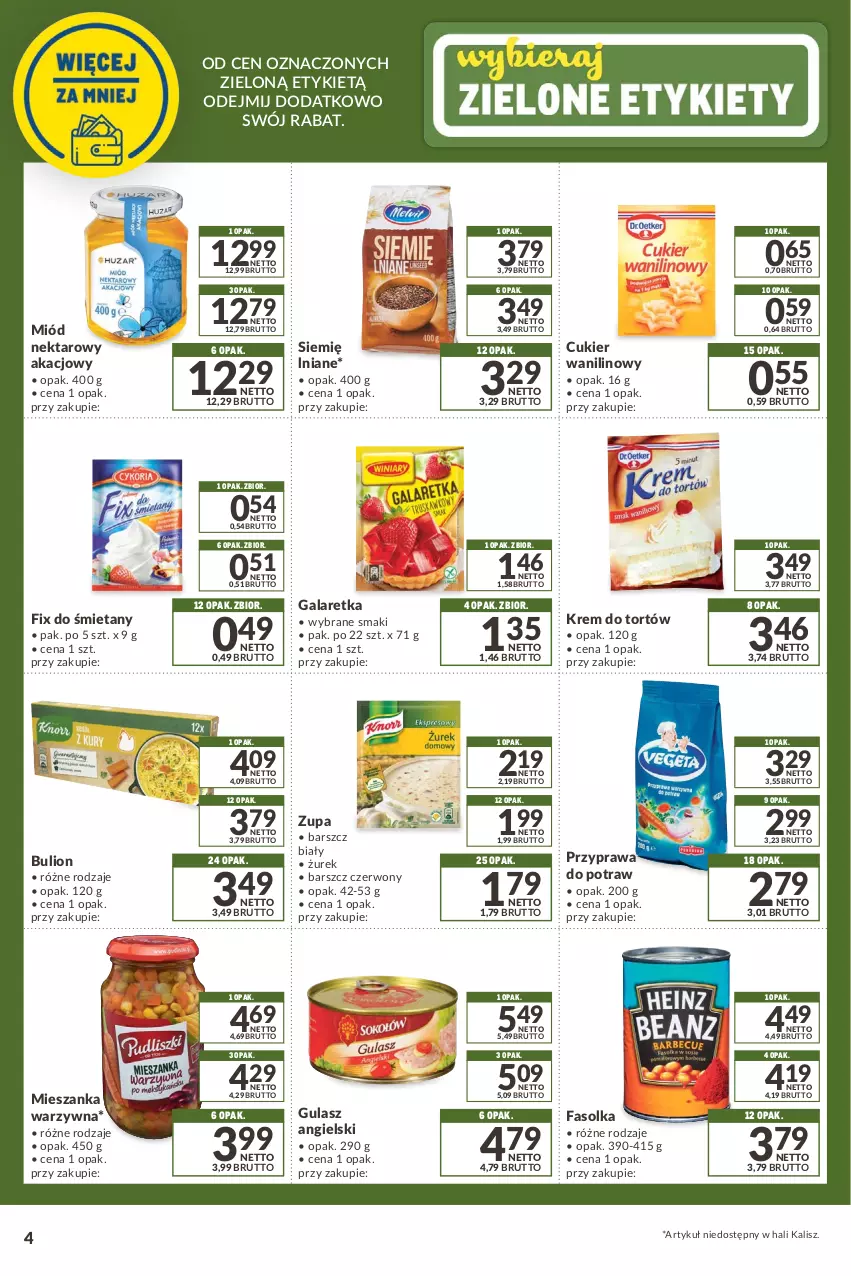 Gazetka promocyjna Makro - [Oferta promocyjna] Kupuj więcej płać mniej - ważna 08.03 do 04.04.2022 - strona 4 - produkty: Bulion, Cukier, Cukier wanilinowy, Fa, Gala, Galaretka, Krem do tortów, Lion, Mieszanka warzyw, Miód, Nektar, Przyprawa do potraw, Zupa