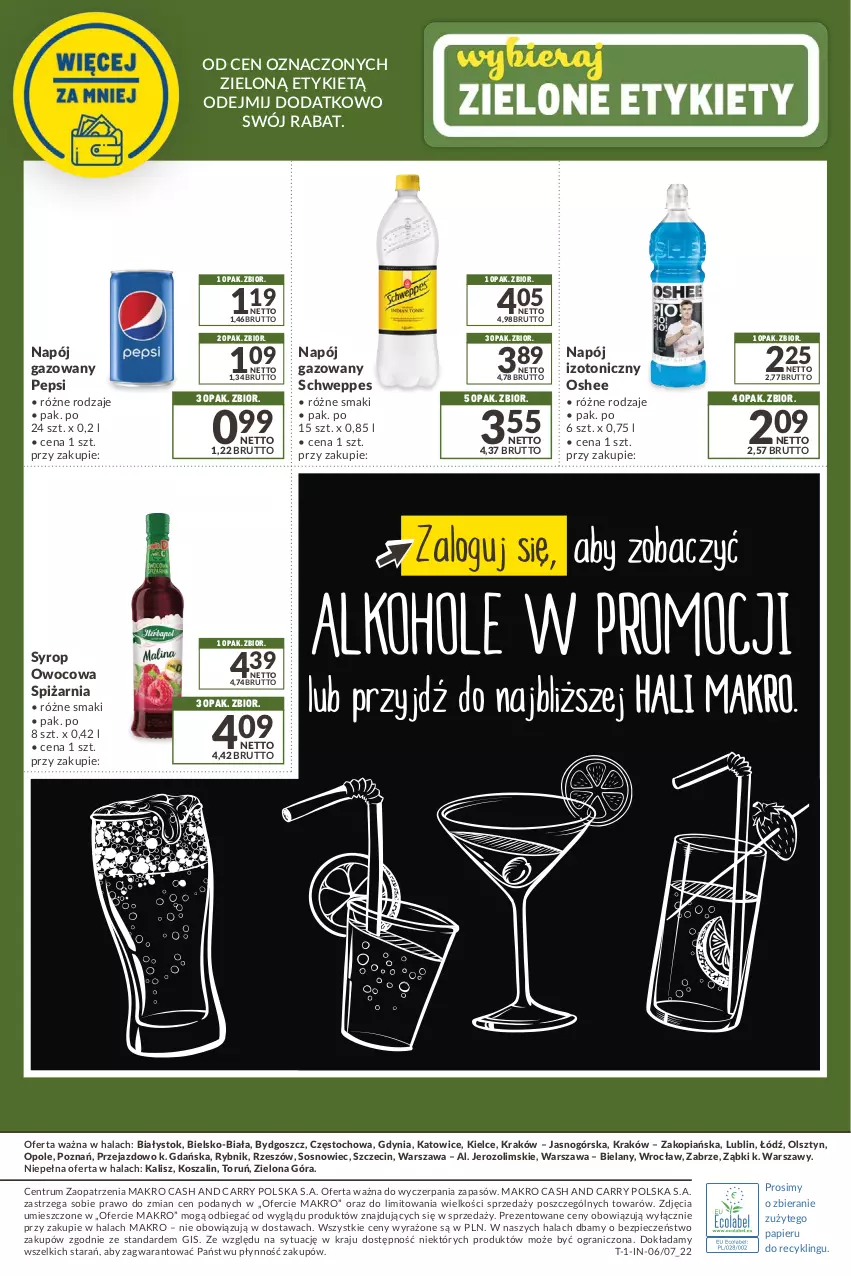 Gazetka promocyjna Makro - [Oferta promocyjna] Kupuj więcej płać mniej - ważna 08.03 do 04.04.2022 - strona 8 - produkty: Gra, Kosz, Napój, Napój gazowany, Napój izotoniczny, Oshee, Papier, Pepsi, Piec, Rum, Schweppes, Sos, Syrop, Szal