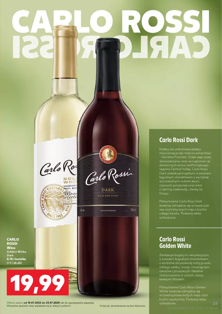 Gazetka promocyjna Kaufland - Barek Kauflandu - ważna 10.07 do 23.07.2025 - strona 23 - produkty: Carlo Rossi, Gruszki, Jabłka, Por, Wino