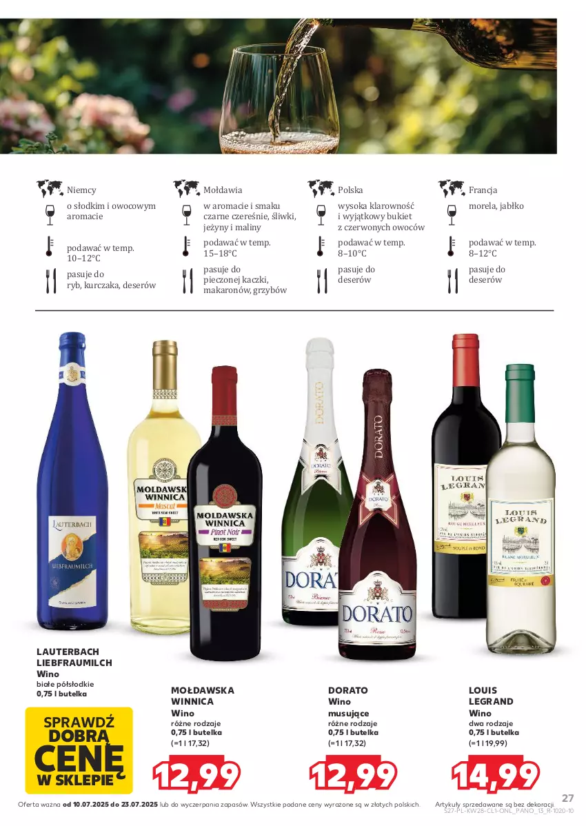 Gazetka promocyjna Kaufland - Barek Kauflandu - ważna 10.07 do 23.07.2025 - strona 27 - produkty: Bukiet, Deser, Gra, Jeżyny, Kurczak, Makaron, Maliny, Morela, Mus, Piec, Ser, Sok, Wino, Wino białe, Wino musujące