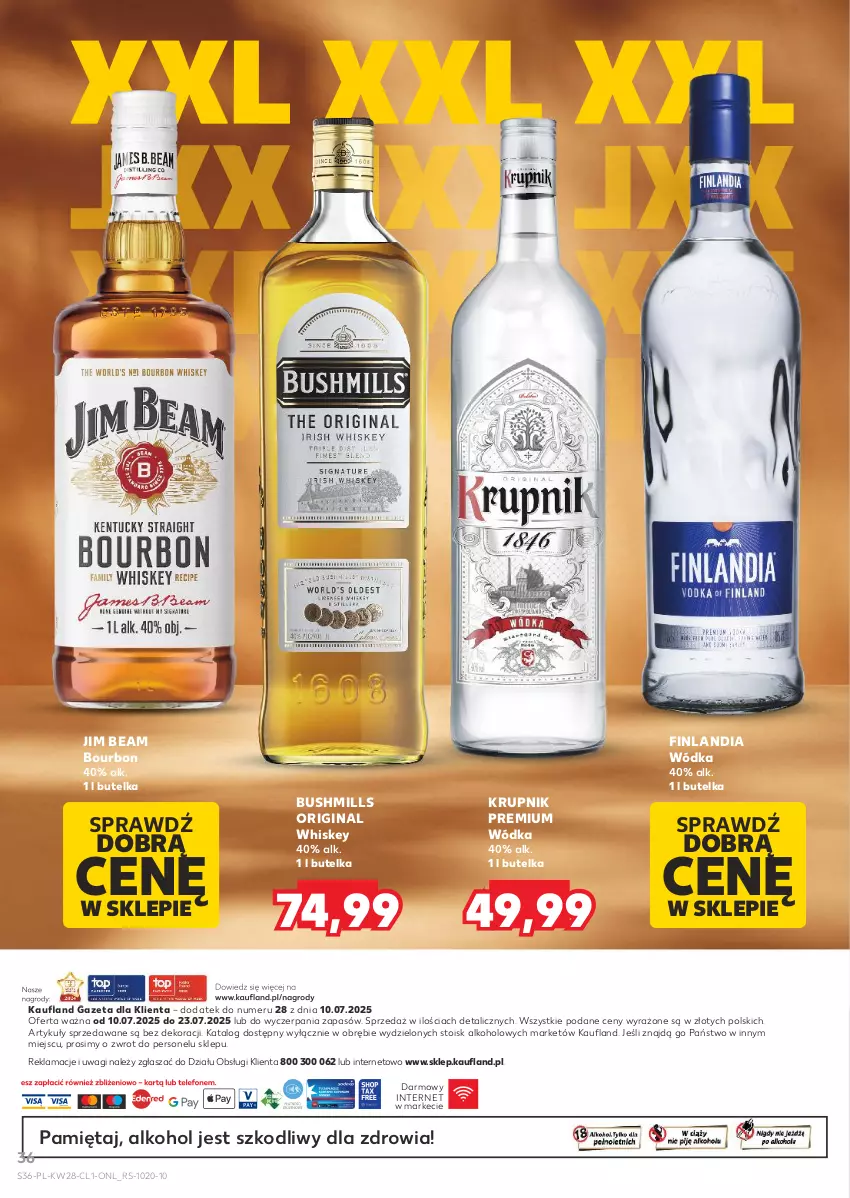 Gazetka promocyjna Kaufland - Barek Kauflandu - ważna 10.07 do 23.07.2025 - strona 36 - produkty: Bourbon, Bushmills, Finlandia, Gin, Jim Beam, Krupnik, Mięta, Wagi, Whiskey, Wódka