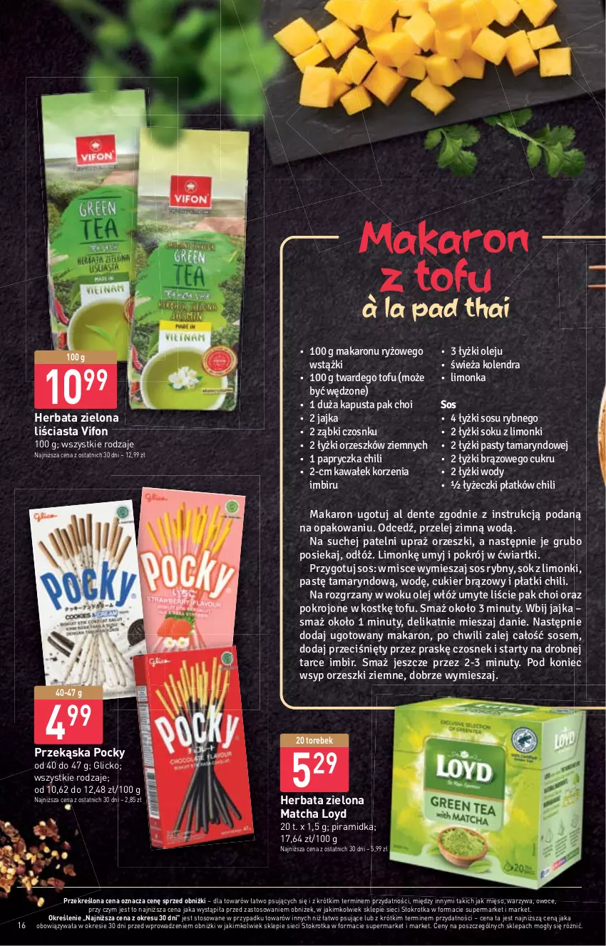 Gazetka promocyjna Stokrotka - Supermarket - ważna 16.02 do 22.02.2023 - strona 16 - produkty: Cukier, Czosnek, Herbata, Imbir, Kawa, Kolendra, Limonka, Loyd, Makaron, Mięso, Nuty, Olej, Orzeszki, Orzeszki ziemne, Owoce, Ryż, Sok, Sos, Sos rybny, Tofu, Wałek, Warzywa