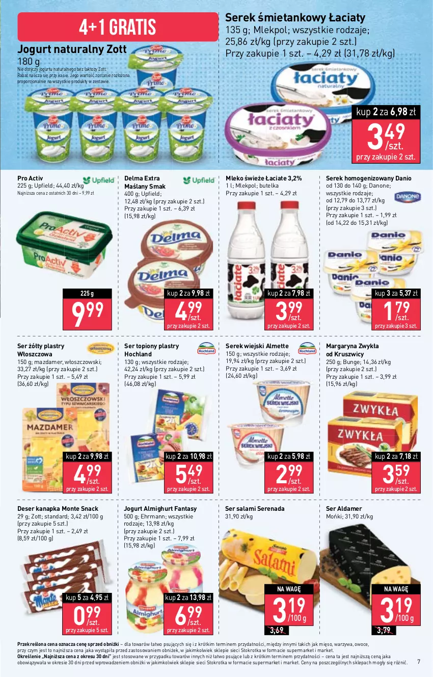 Gazetka promocyjna Stokrotka - Supermarket - ważna 16.02 do 22.02.2023 - strona 7 - produkty: Almette, Danio, Danone, Delma, Deser, Fa, Fanta, Gra, Hochland, Jogurt, Jogurt naturalny, Margaryna, Mazdamer, Mięso, Mleko, Monte, Owoce, Por, Salami, Ser, Ser salami, Ser topiony, Serek, Serek homogenizowany, Serek wiejski, Top, Warzywa, Włoszczowski, Zott