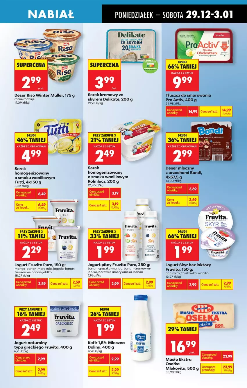 Gazetka promocyjna Biedronka - Od Wtorku - ważna 29.12.2026 do 02.01.2027 - strona 47 - produkty: Borówka, Borówka amerykańska, Deser, Jogurt, Jogurt naturalny, Jogurt pitny, Kefir, Mango, Masło, Mleko, Mlekovita, Pur, Rolmlecz, Ser, Serek, Serek homogenizowany, Ziaja