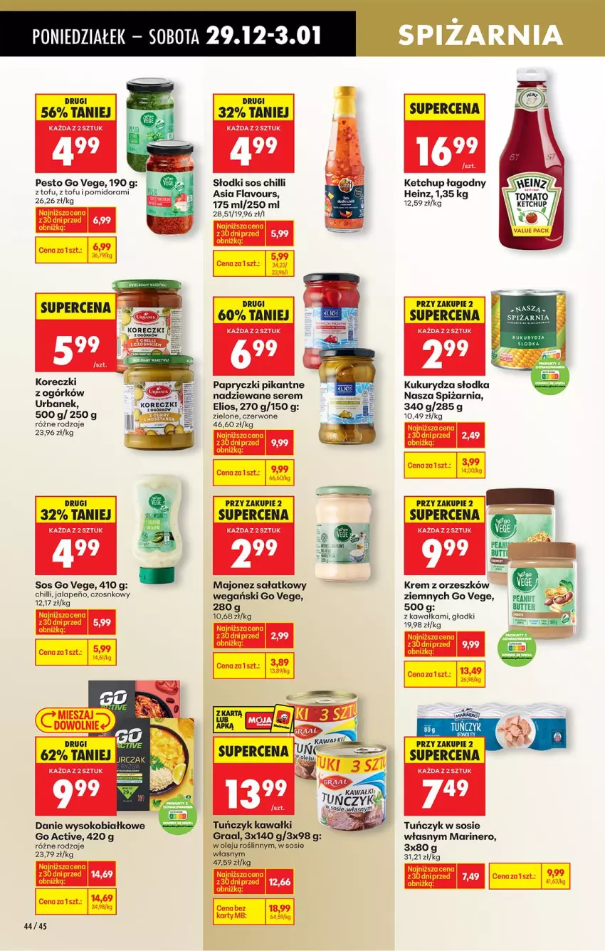 Gazetka promocyjna Biedronka - Od Wtorku - ważna 29.12.2026 do 02.01.2027 - strona 54 - produkty: Gra, Graal, Heinz, Kawa, Ketchup, Kukurydza, Majonez, Majonez sałatkowy, Olej, Papryczki pikantne, Pesto, Sałat, Ser, Sok, Sos, Sos chilli, Tofu, Tuńczyk