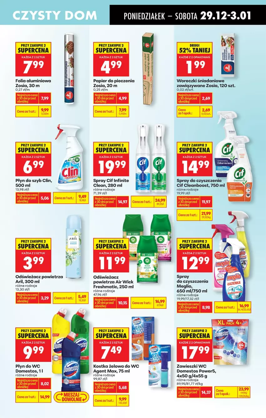 Gazetka promocyjna Biedronka - Od Wtorku - ważna 29.12.2026 do 02.01.2027 - strona 73 - produkty: Air Wick, Cif, Clin, Danio, Domestos, Fa, Folia aluminiowa, Odświeżacz powietrza, Papier, Papier do pieczenia, Piec, Płyn do szyb, Płyn do wc, Spray do czyszczenia, Zawieszki