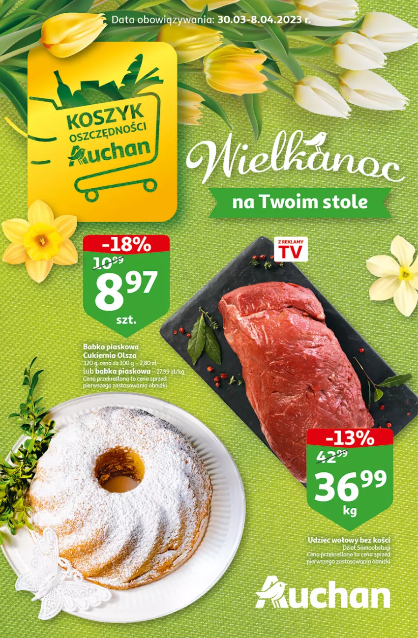 Gazetka promocyjna Auchan - Gazetka Wielkanoc na Twoim stole Hipermarket Auchan - ważna 30.03 do 08.04.2023 - strona 1 - produkty: Babka