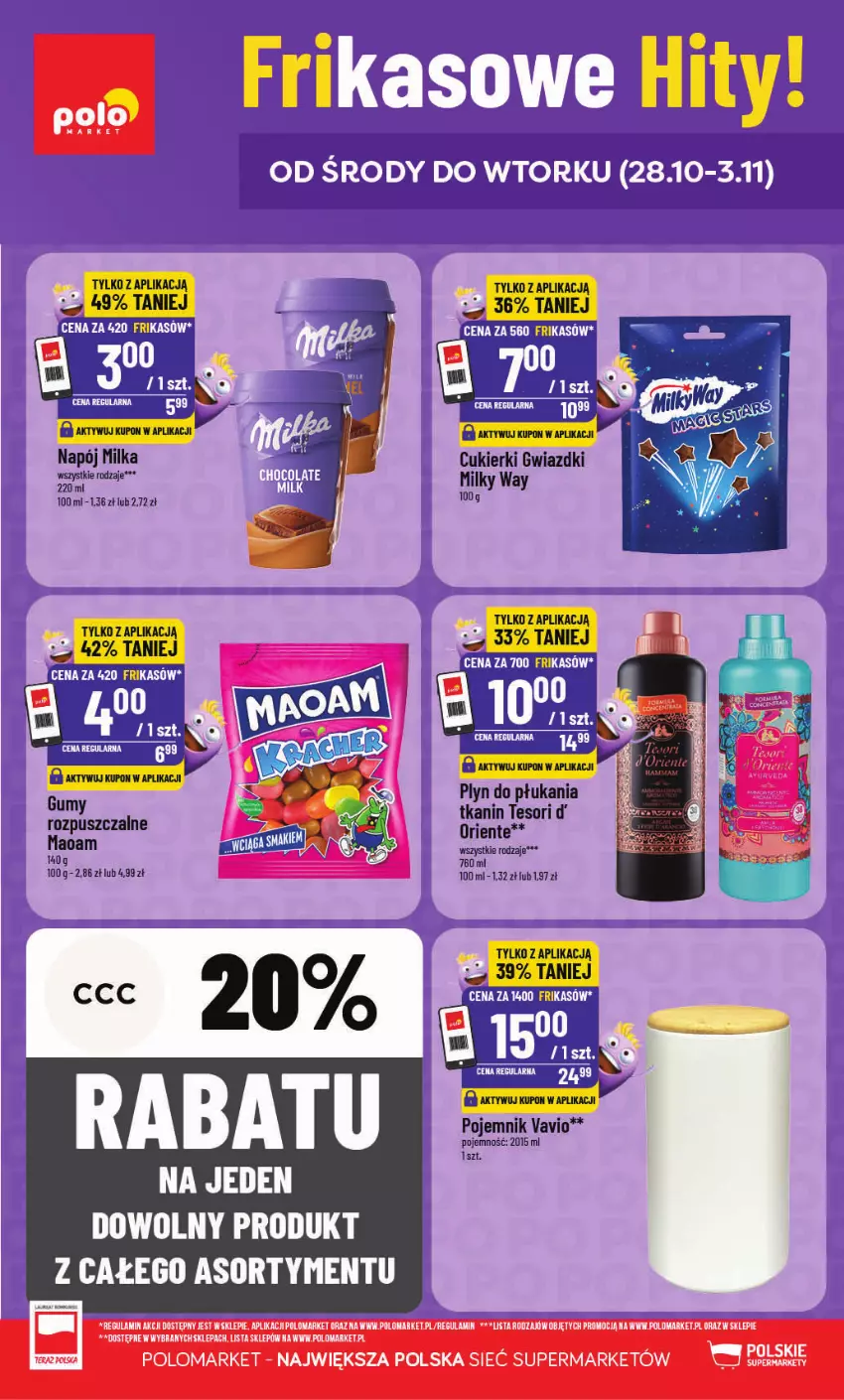 Gazetka promocyjna PoloMarket - Katalog Frikasów od 28.10 - ważna 28.10 do 03.11.2026 - strona 1 - produkty: Cukier, Cukierki, Milka, Milky Way, Napój, Pojemnik