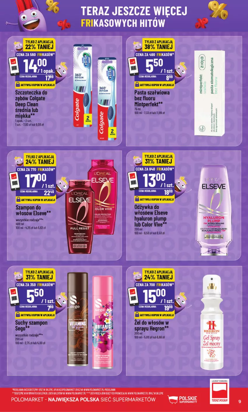 Gazetka promocyjna PoloMarket - Katalog Frikasów od 28.10 - ważna 28.10 do 03.11.2026 - strona 9 - produkty: Colgate, Elseve, Fa, Hegron, LG, Odżywka, Szampon, Szczoteczka, Szczoteczka do zębów, Tera