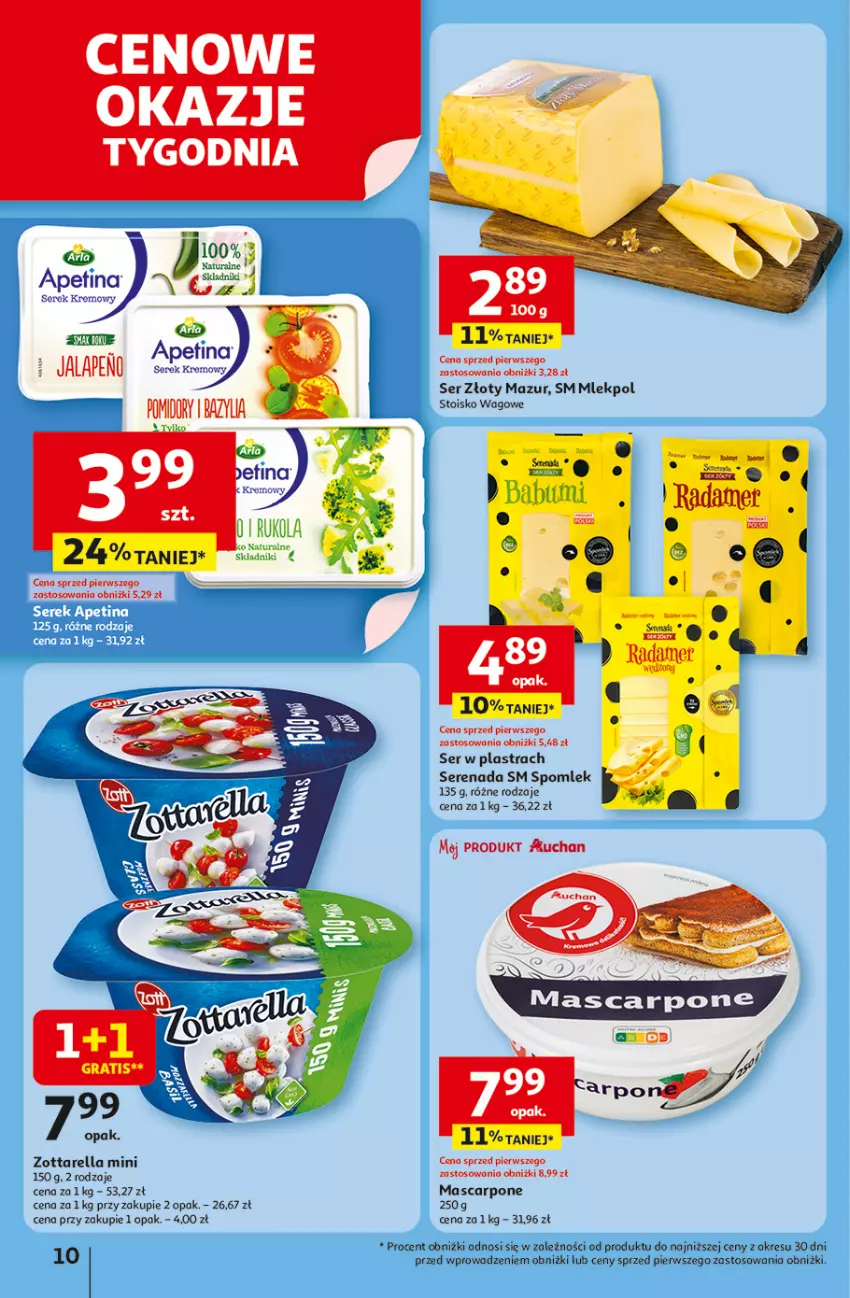 Gazetka promocyjna Auchan - LATO PEŁNE PRZYJEMNOŚCI Hipermarket - ważna 10.07 do 16.07.2025 - strona 10 - produkty: Gra, Radamer, Ser, Złoty Mazur, Zott, Zottarella