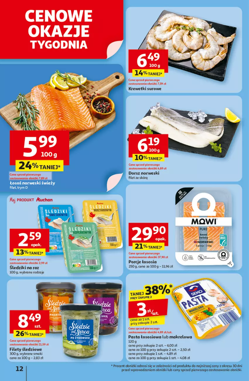 Gazetka promocyjna Auchan - LATO PEŁNE PRZYJEMNOŚCI Hipermarket - ważna 10.07 do 16.07.2025 - strona 12 - produkty: Dorsz, Krewetki, Mus, Por, Pur, Sos