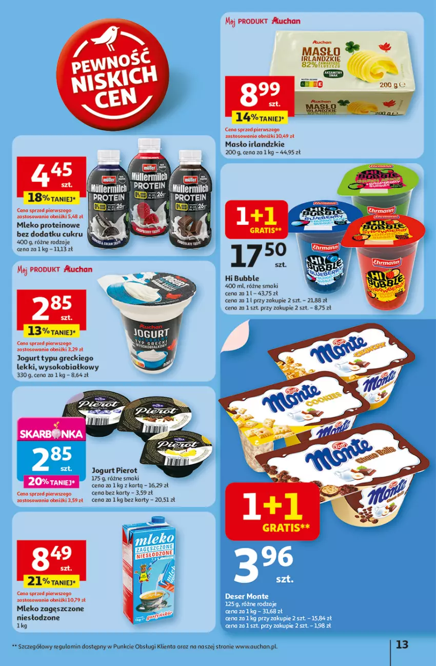 Gazetka promocyjna Auchan - LATO PEŁNE PRZYJEMNOŚCI Hipermarket - ważna 10.07 do 16.07.2025 - strona 13 - produkty: Jogurt, Masło, Mleko, Mleko zagęszczone, Sok
