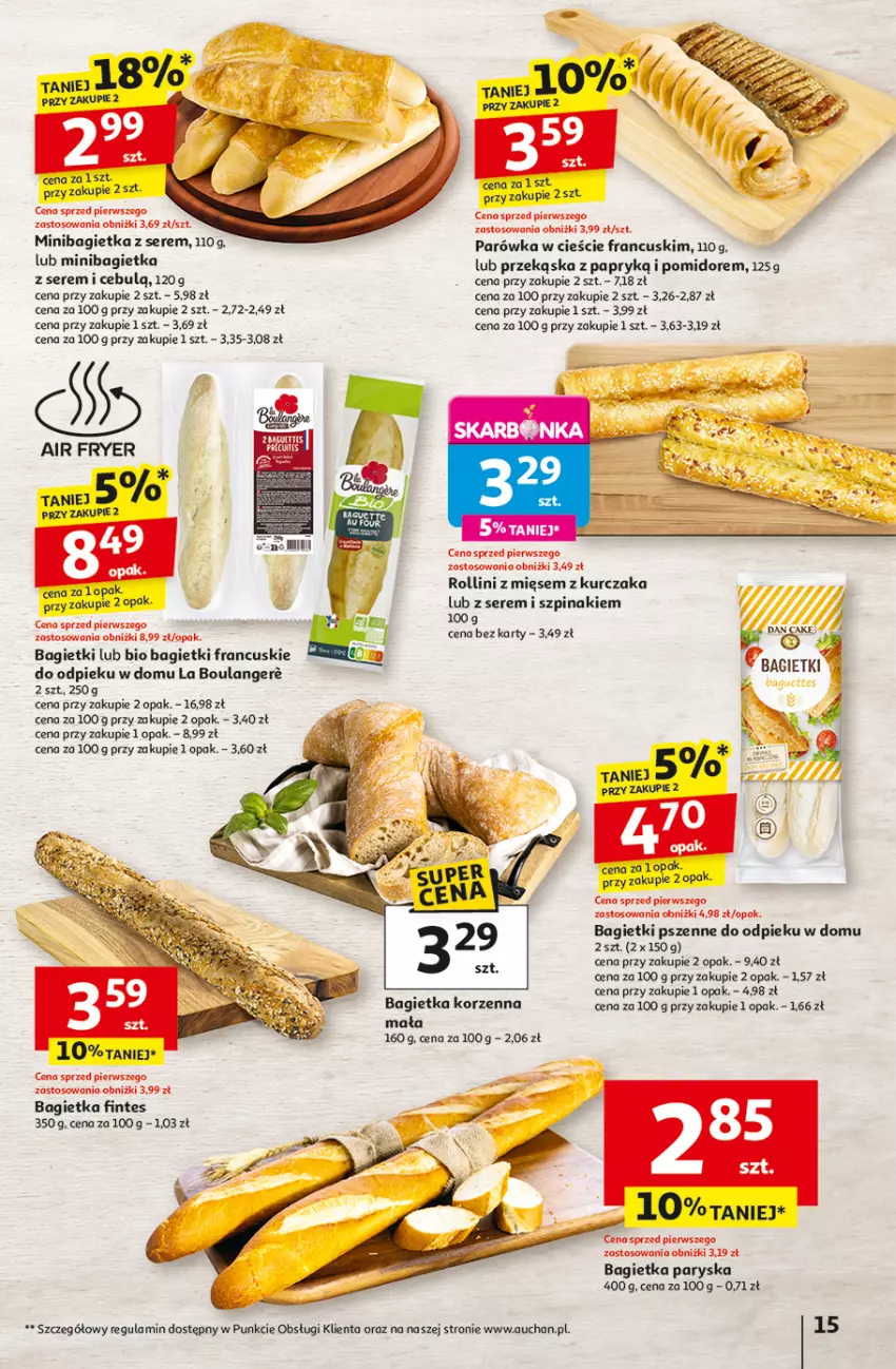 Gazetka promocyjna Auchan - LATO PEŁNE PRZYJEMNOŚCI Hipermarket - ważna 10.07 do 16.07.2025 - strona 15 - produkty: Bagietka, Dan Cake, Fa, Kurczak, O Bag, Ser, Szpinak