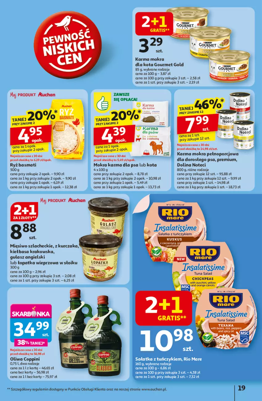 Gazetka promocyjna Auchan - LATO PEŁNE PRZYJEMNOŚCI Hipermarket - ważna 10.07 do 16.07.2025 - strona 19 - produkty: Gala, Gourmet Gold, HP, Mokra karma, Oliwa, Por, Ryż, Ryż basmati, Sałat, Sałatka, Tuńczyk