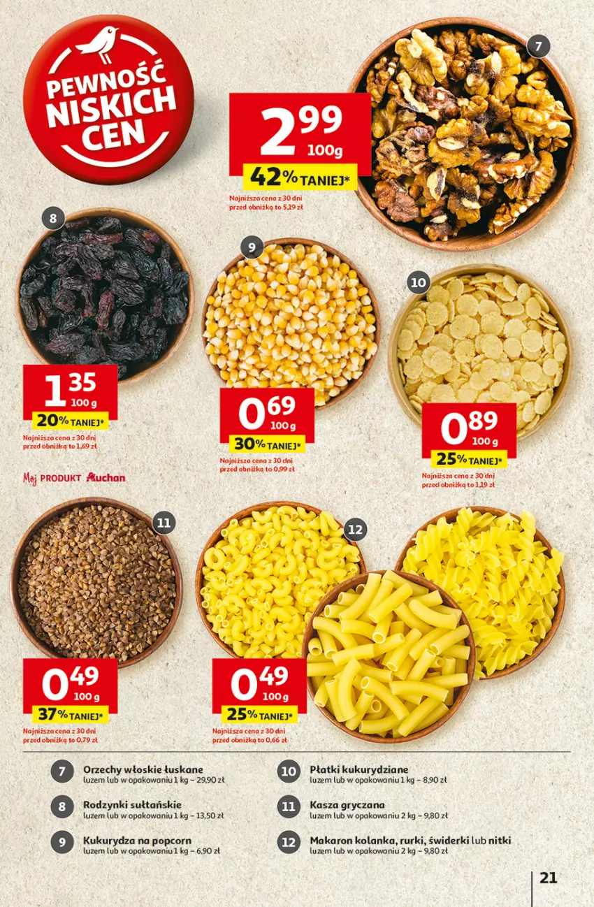 Gazetka promocyjna Auchan - LATO PEŁNE PRZYJEMNOŚCI Hipermarket - ważna 10.07 do 16.07.2025 - strona 21 - produkty: Gry, Kasza, Kasza gryczana, Kukurydza, Makaron, Orzechy włoskie, Popcorn, Rodzynki, Rurki