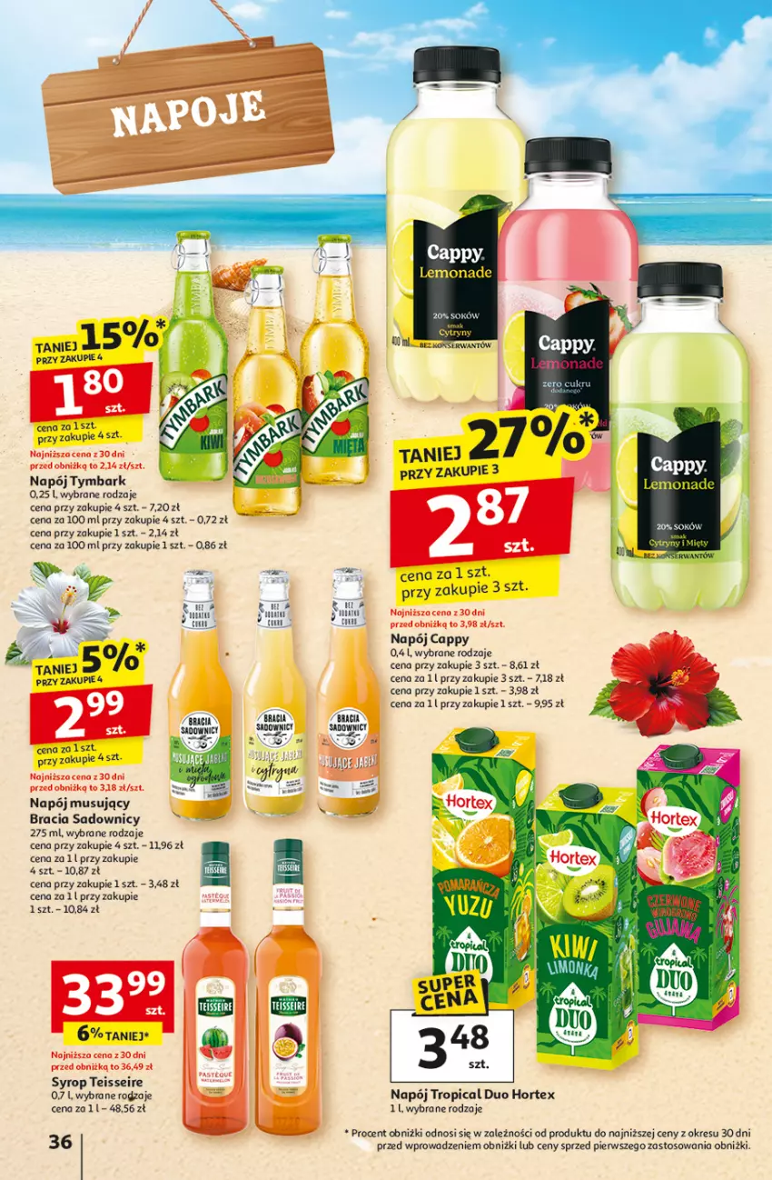 Gazetka promocyjna Auchan - LATO PEŁNE PRZYJEMNOŚCI Hipermarket - ważna 10.07 do 16.07.2025 - strona 36 - produkty: Cappy, Hortex, Mus, Napój, Napój musujący, Sok, Syrop, Tropical, Tymbark