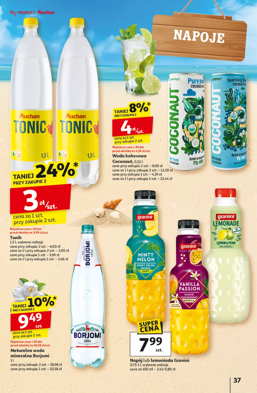 Gazetka promocyjna Auchan - LATO PEŁNE PRZYJEMNOŚCI Hipermarket - ważna 10.07 do 16.07.2025 - strona 37 - produkty: Gra, Kokos, Lemoniada, Napój, Tonik, Woda, Woda mineralna