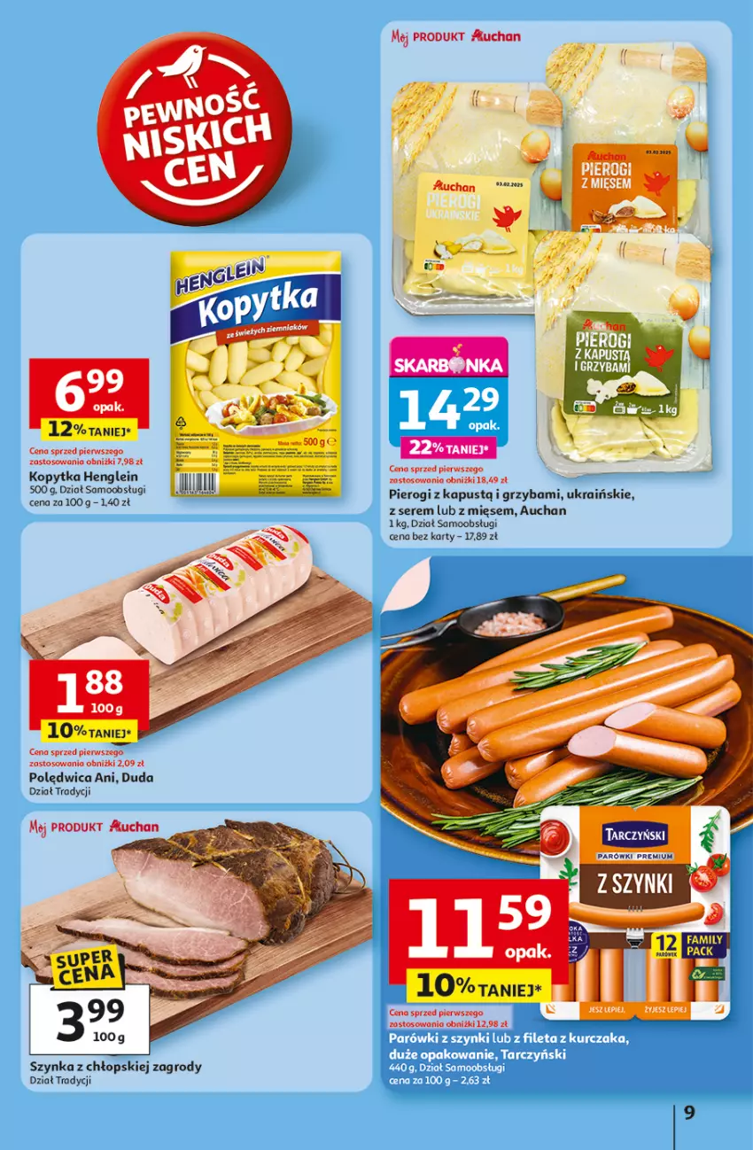 Gazetka promocyjna Auchan - LATO PEŁNE PRZYJEMNOŚCI Hipermarket - ważna 10.07 do 16.07.2025 - strona 9 - produkty: Duda, Fa, Kapustą, Kiwi, Kopytka, Parówki, Pierogi, Polędwica, Ser, Szynka, Tarczyński