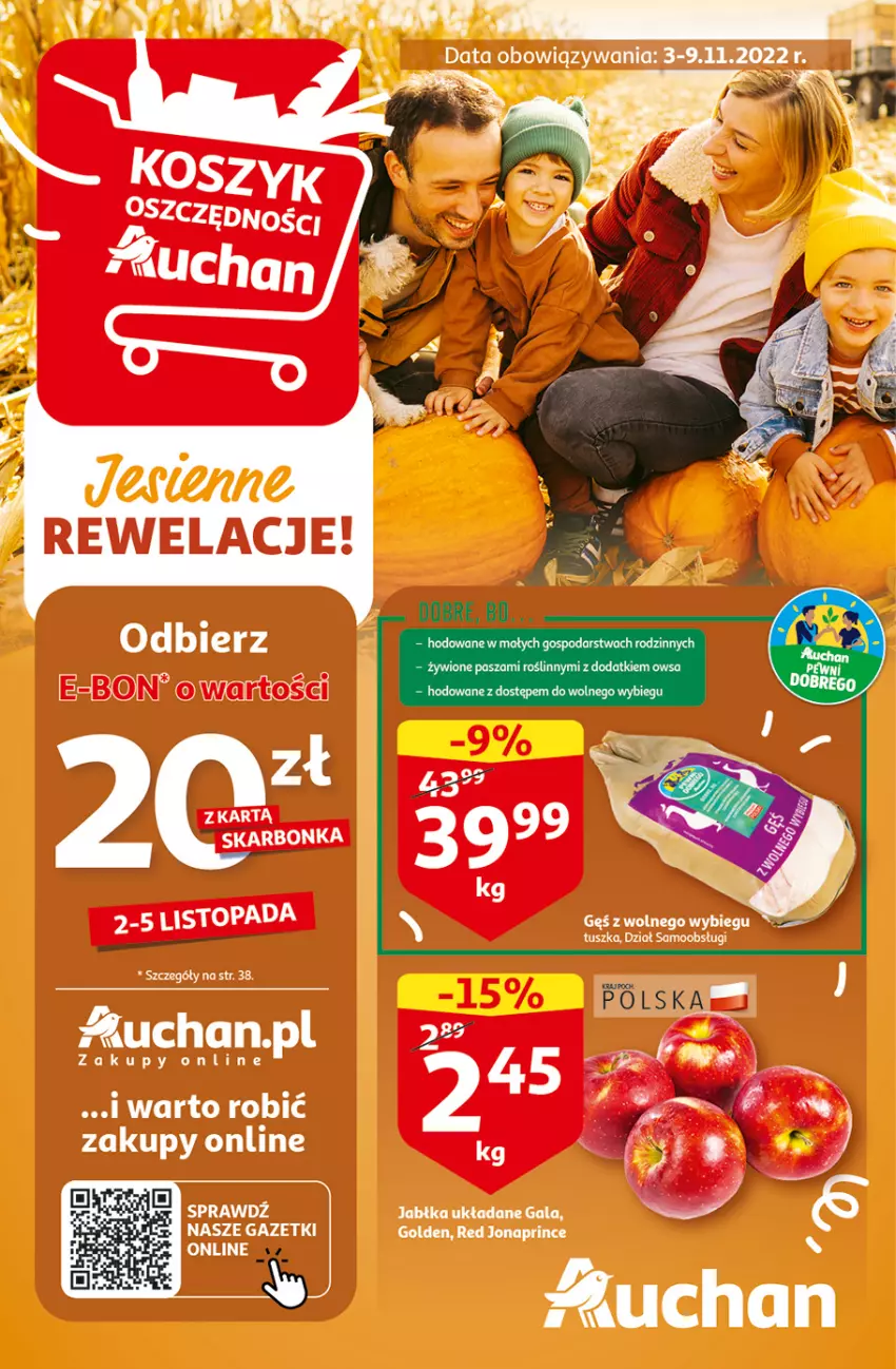 Gazetka promocyjna Auchan - Gazetka Koszyk Oszczędności Auchan Hipermarkety - ważna 03.11 do 09.11.2022 - strona 1 - produkty: Gala, Jabłka, Top, Tusz
