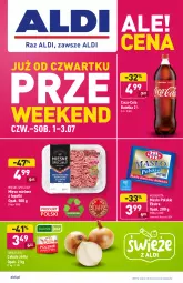 Gazetka promocyjna Aldi - PROMOCJE NA WEEKEND - Gazetka - ważna od 03.07 do 03.07.2021 - strona 1 - produkty: Cebula, Mięso mielone, Mięsne specjały, Coca-Cola, Mlekovita, Masło, Mięso, Mleko