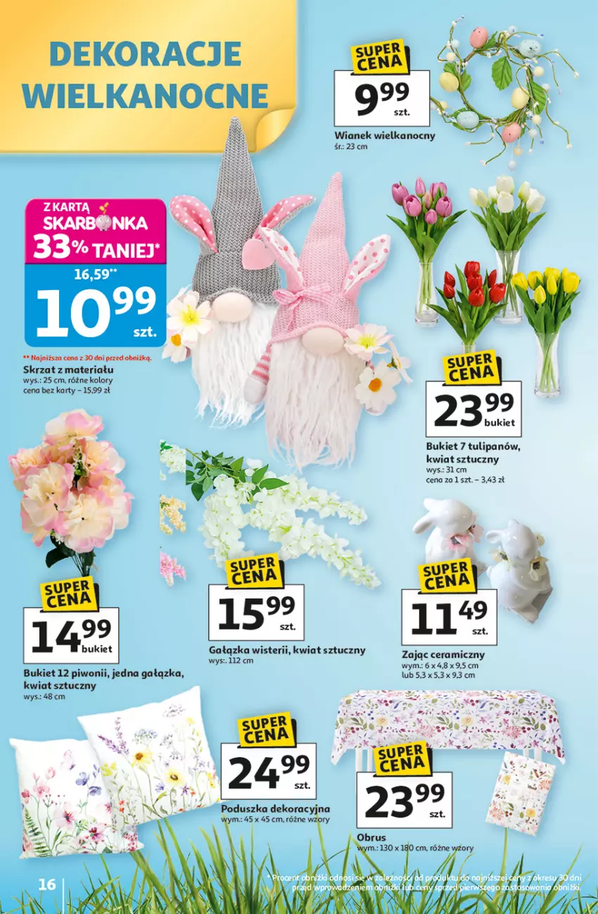 Gazetka promocyjna Auchan - 30 Lat Hipermarket - ważna 05.03 do 11.03.2026 - strona 16 - produkty: Bukiet, Fa, Obrus, Piwo, Poduszka, Poduszka dekoracyjna, Skrzat, Tulipan