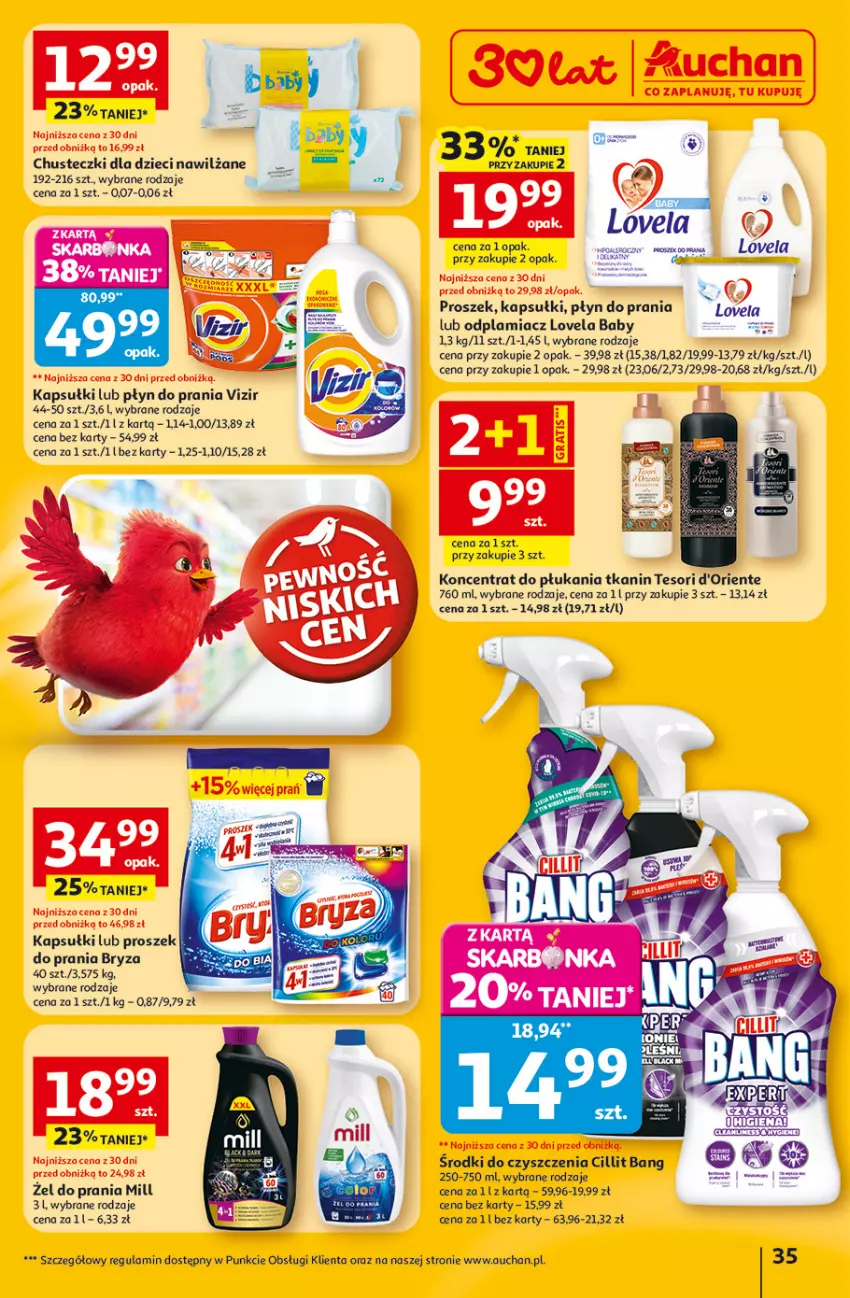 Gazetka promocyjna Auchan - 30 Lat Hipermarket - ważna 05.03 do 11.03.2026 - strona 35 - produkty: Bryza, Chusteczki, Cillit Bang, Dzieci, Gra, Lovela, Odplamiacz, Płyn do prania, Proszek do prania, Vizir