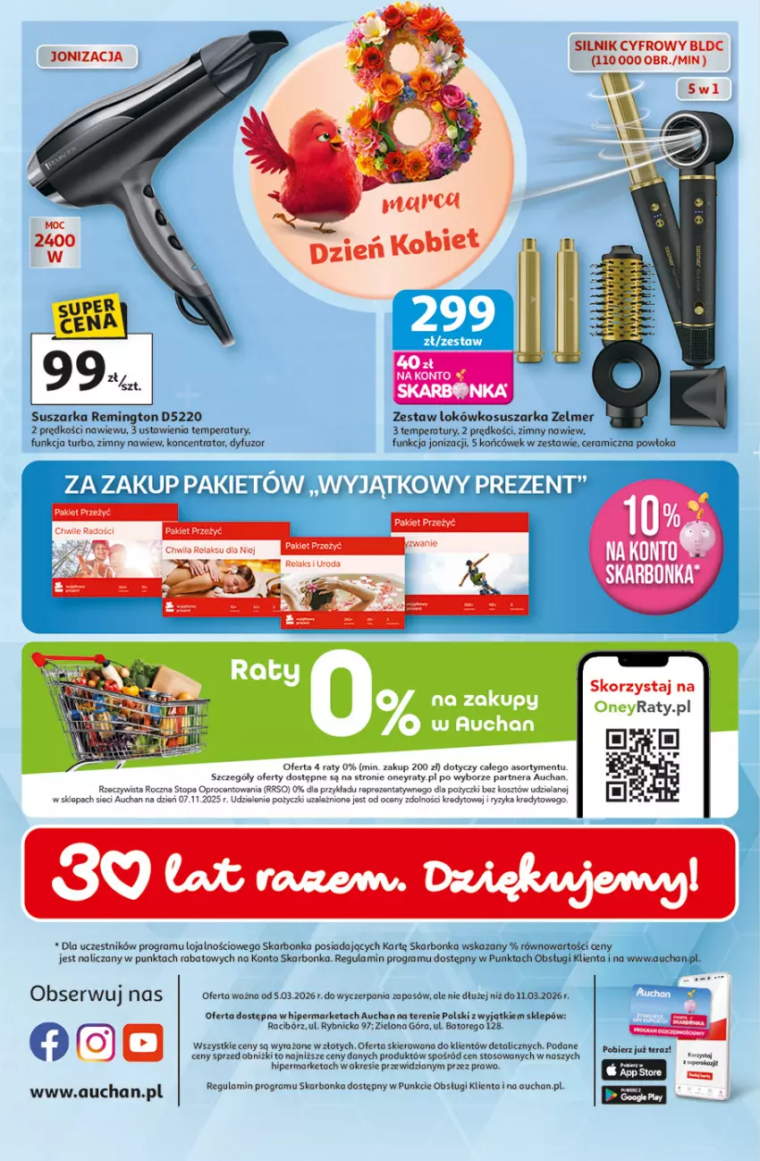 Gazetka promocyjna Auchan - 30 Lat Hipermarket - ważna 05.03 do 11.03.2026 - strona 45 - produkty: Gra, Kosz, Remington, Ser, Suszarka, Tera, Top, Zelmer