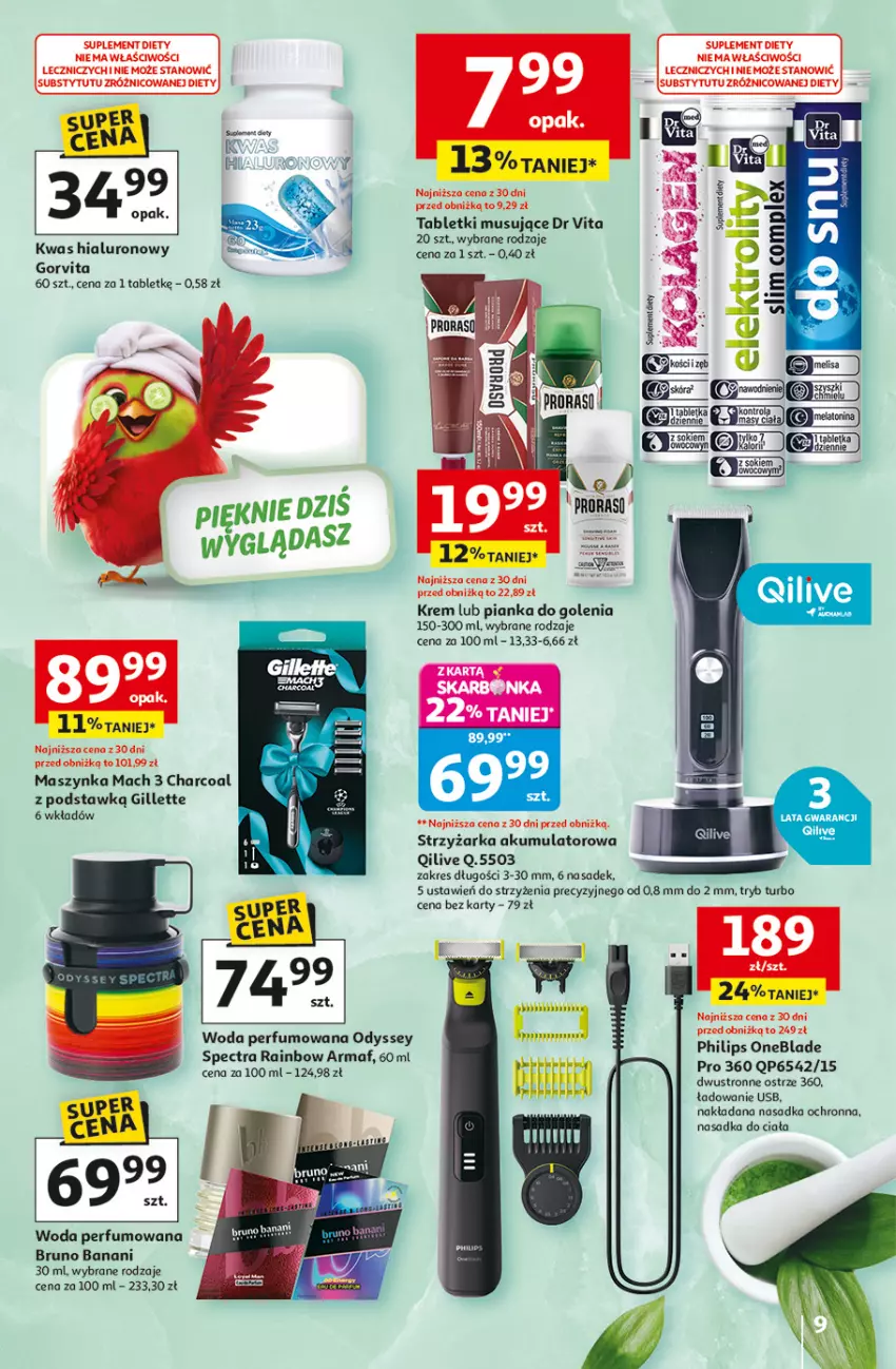 Gazetka promocyjna Auchan - 30 Lat Hipermarket - ważna 05.03 do 11.03.2026 - strona 9 - produkty: Akumulator, Bruno Banani, Dr Vita, Gillette, Maszynka, Mus, Perfum, Philips, Philips OneBlade, Pianka do golenia, Suplement diety, Szynka, Tablet, Tabletki musujące, Woda, Woda perfumowana, Znicz