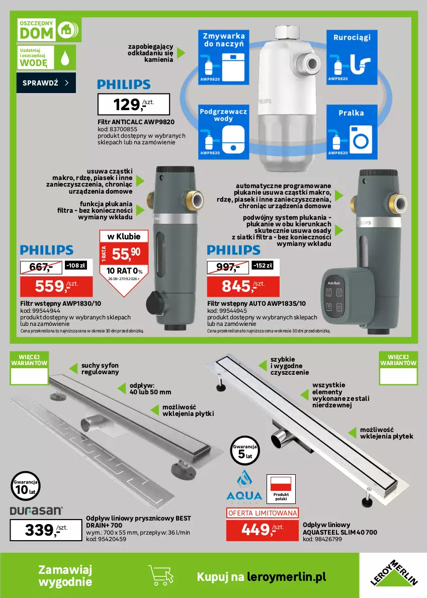 Gazetka promocyjna Leroy Merlin - Gazetka Leroy Merlin - ważna 26.08 do 27.09.2026 - strona 17 - produkty: Cynk, Gra, Klej, Ogrzewanie, Piec, Płyta, Por, Rura, Syfon, Szafka