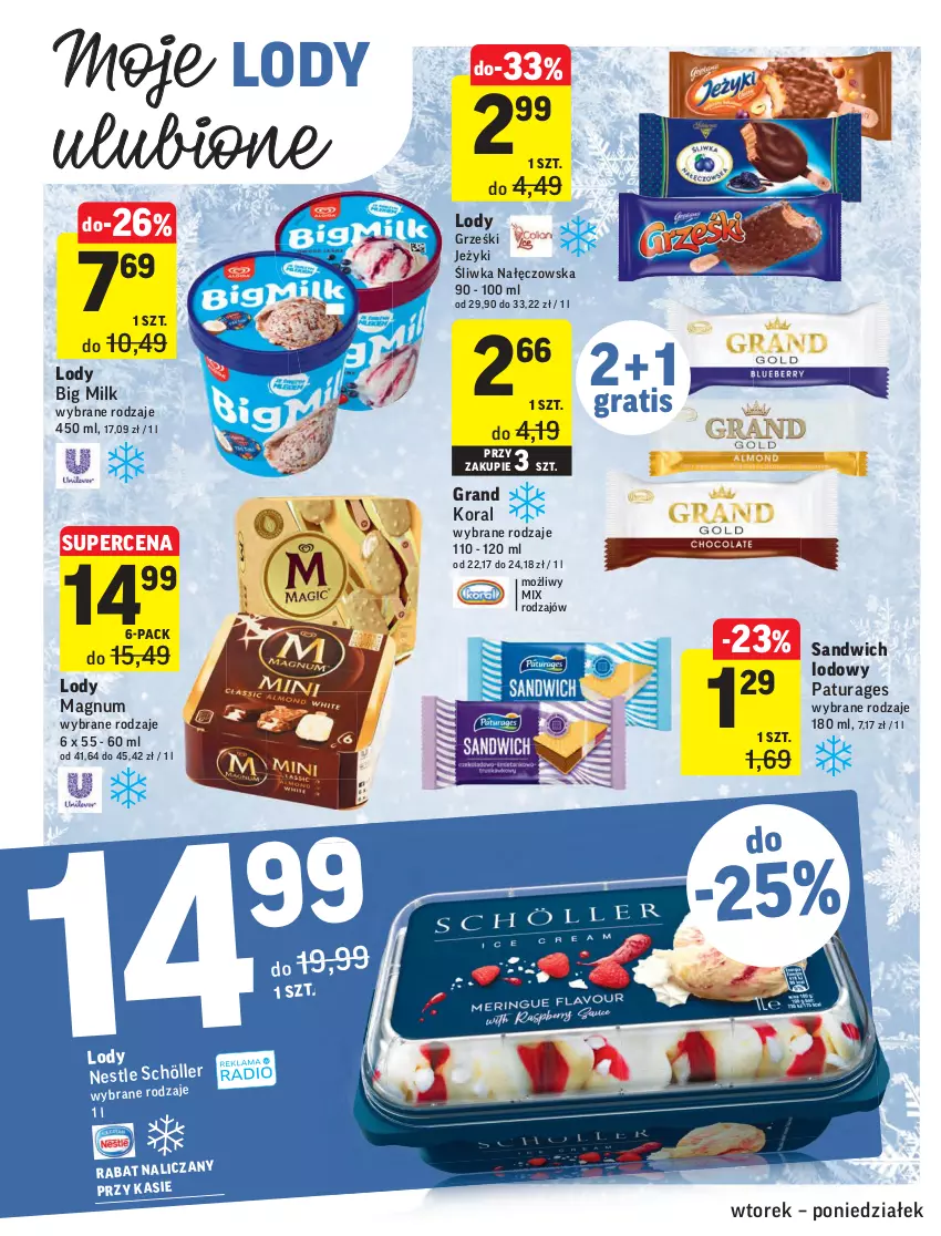 Gazetka promocyjna Intermarche - Gazetka promocyjna - ważna 13.07 do 19.07.2021 - strona 24 - produkty: Big Milk, Gra, Grześki, Jeżyki, Lody