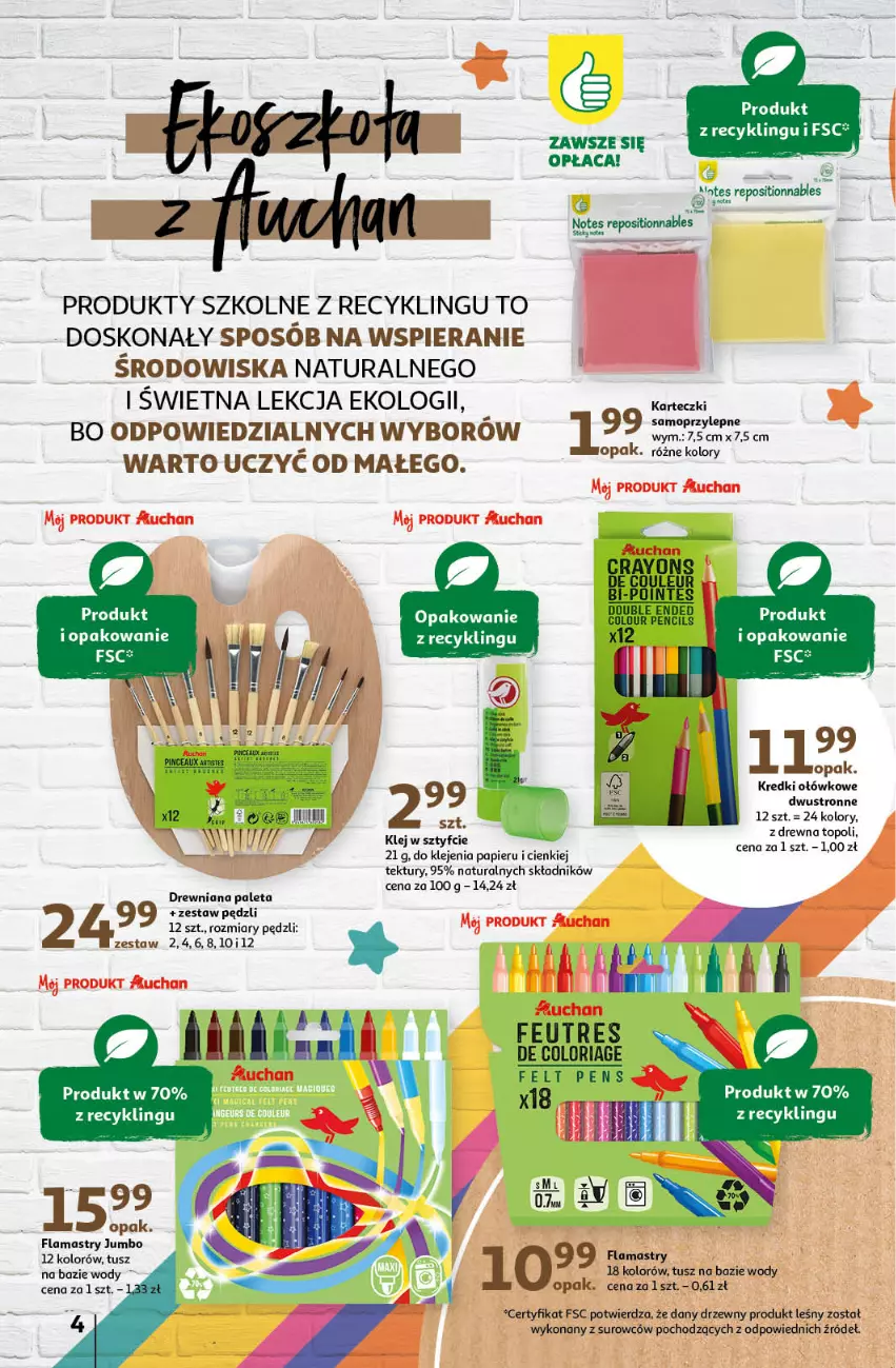 Gazetka promocyjna Auchan - JESZCZE LEPSZE oCeny Hipermarket - ważna 18.07 do 21.08.2024 - strona 4 - produkty: Klej, Paleta, Papier, Top, Tusz, Zestaw pędzli