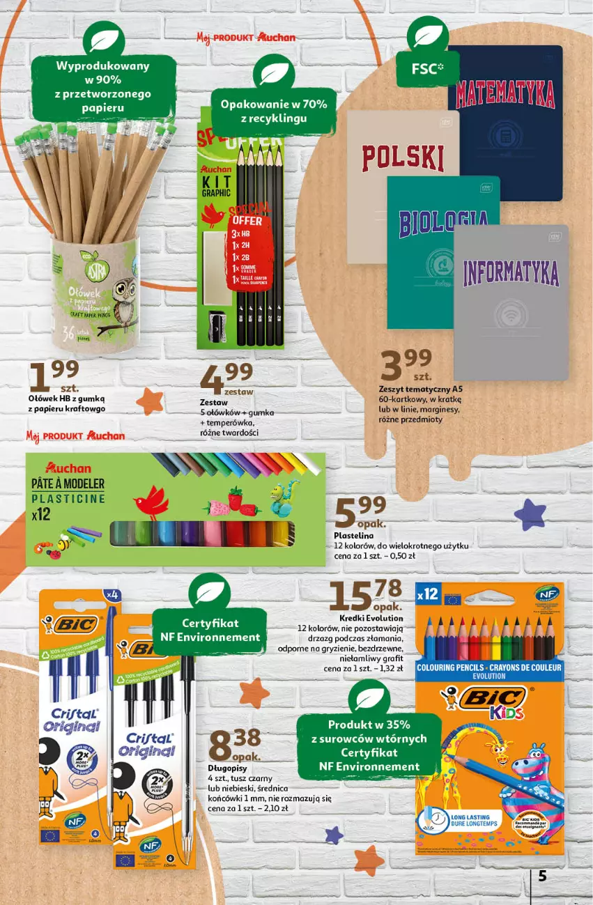 Gazetka promocyjna Auchan - JESZCZE LEPSZE oCeny Hipermarket - ważna 18.07 do 21.08.2024 - strona 5 - produkty: Długopis, Gin, Gra, Gry, Papier, Por, Tusz