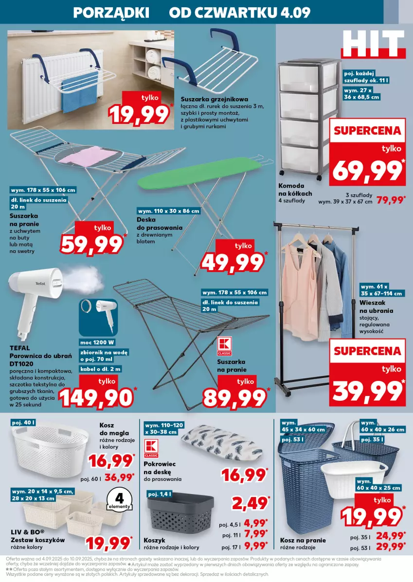 Gazetka promocyjna Kaufland - Kaufland - ważna 04.09 do 10.09.2025 - strona 11 - produkty: 5 Sekund, Buty, Fa, Grzejnik, Komoda, Kosz, Moda, Parownica, Por, Sok, Suszarka, Szczotka, Tefal, Ubrania, Wieszak