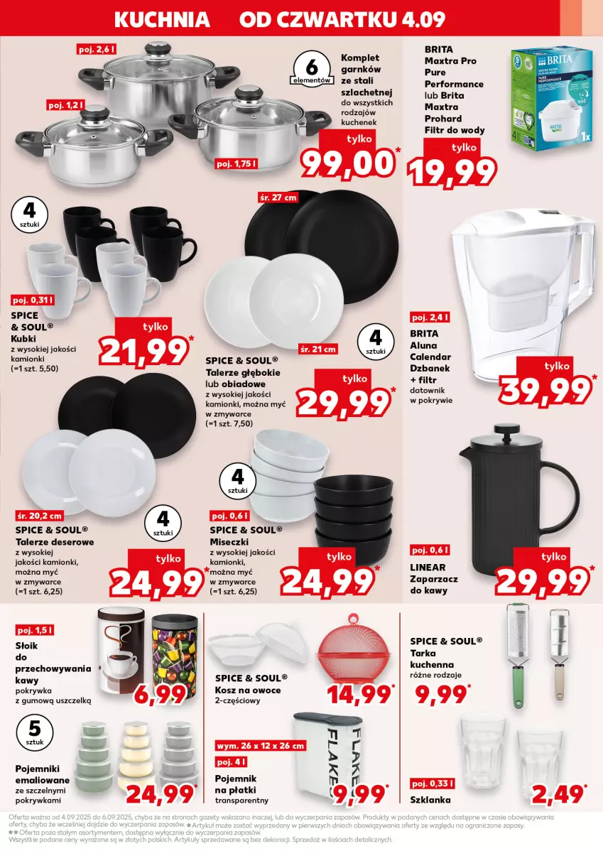 Gazetka promocyjna Kaufland - Kaufland - ważna 04.09 do 10.09.2025 - strona 13 - produkty: Brit, Brita, Deser, Dzbanek, Kosz, Kuchnia, Owoce, Pojemnik, Pur, Ser, Sok, Talerz, Tarka, Tran, Zaparzacz