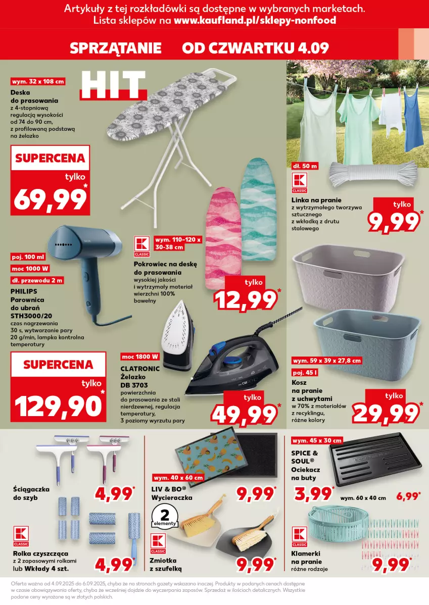Gazetka promocyjna Kaufland - Kaufland - ważna 04.09 do 10.09.2025 - strona 15 - produkty: Buty, Deska do prasowania, Inka, Kosz, Ociekacz, Parownica, Philips, Pokrowiec, Pokrowiec na deskę, Sok, Sprzątanie, Top, Wycieraczka