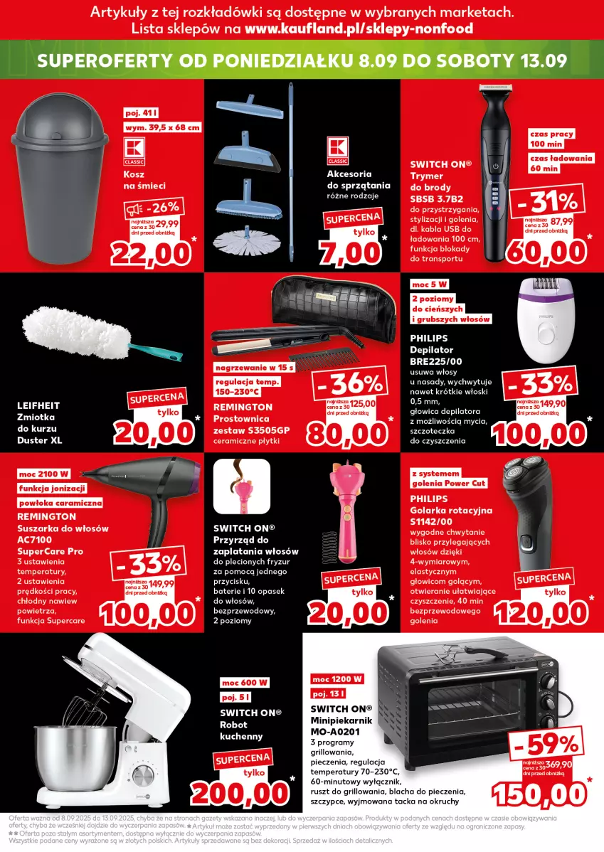 Gazetka promocyjna Kaufland - Kaufland - ważna 04.09 do 10.09.2025 - strona 19 - produkty: Blacha do pieczenia, Cień, Fa, Gra, Grill, Kosz, Minipiekarnik, Pasek, Philips, Piec, Piekarnik, Por, Remington, Sport, Suszarka, Szczoteczka, Szczypce, Tran