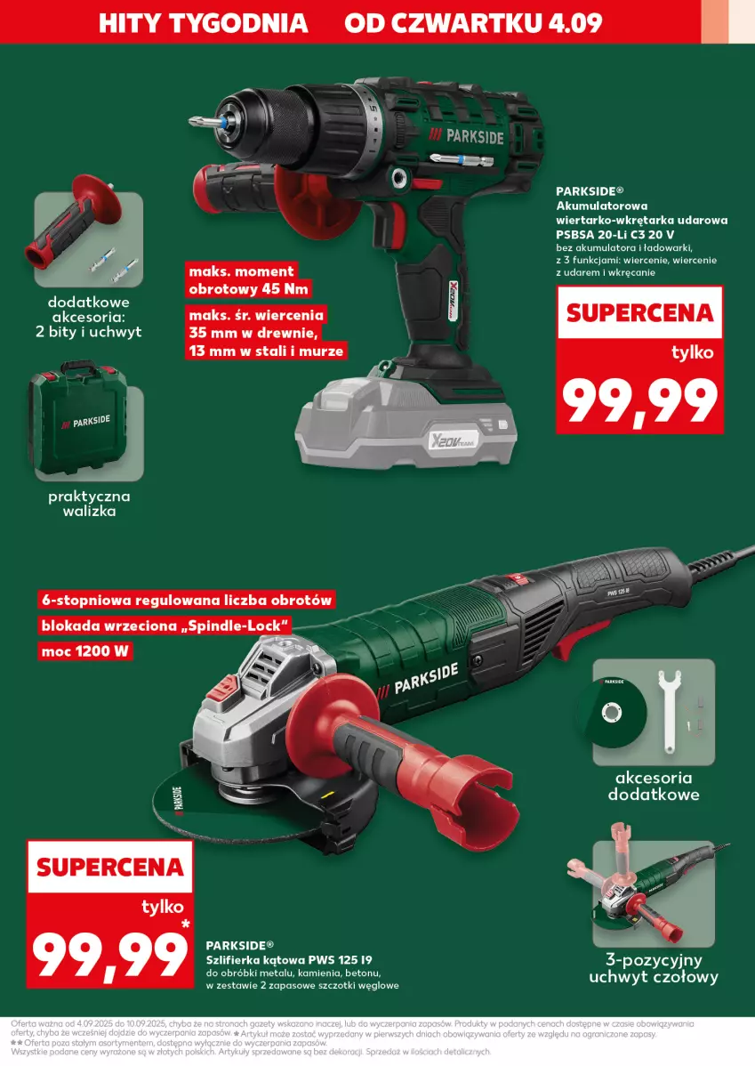 Gazetka promocyjna Kaufland - Kaufland - ważna 04.09 do 10.09.2025 - strona 3 - produkty: Akumulator, Parkside, PSB, Szlifierka, Szlifierka kątowa, Tarka, Walizka, Wkręt, Wkrętarka