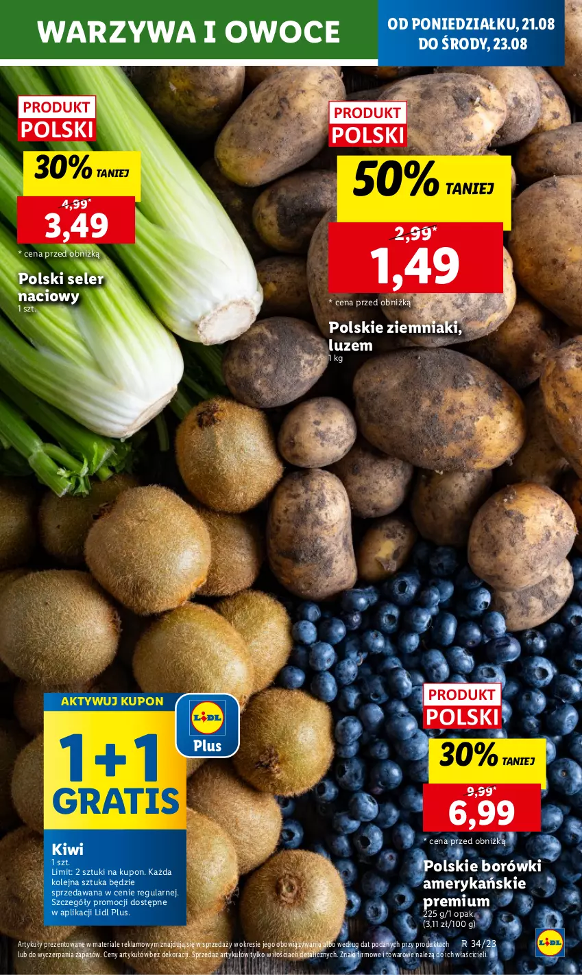 Gazetka promocyjna Lidl - GAZETKA - ważna 21.08 do 27.08.2023 - strona 15 - produkty: Gra, Kiwi, Olej, Owoce, Seler naciowy, Warzywa, Warzywa i owoce, Ziemniaki
