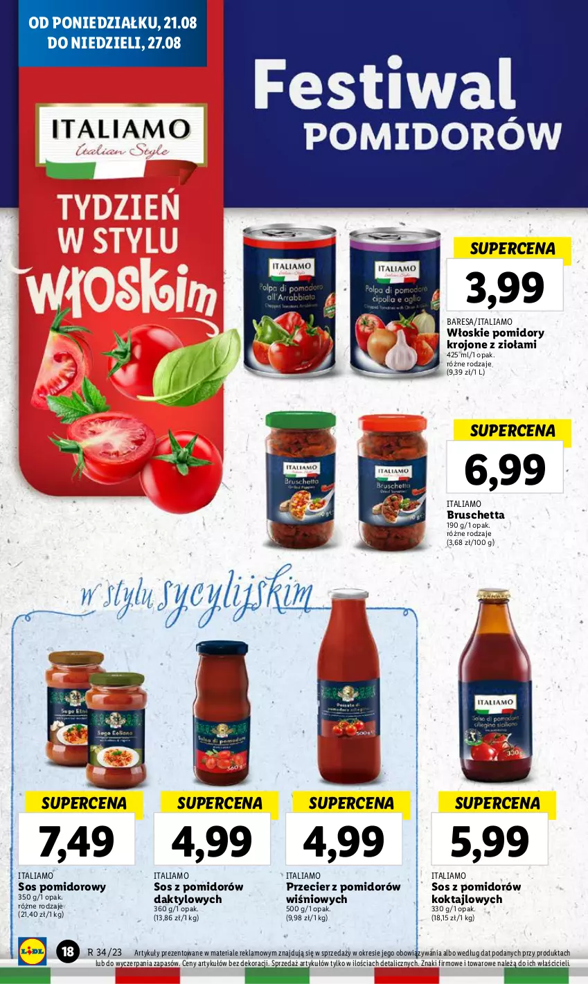 Gazetka promocyjna Lidl - GAZETKA - ważna 21.08 do 27.08.2023 - strona 24 - produkty: Pomidory, Pomidory krojone, Sos, Sos pomidorowy