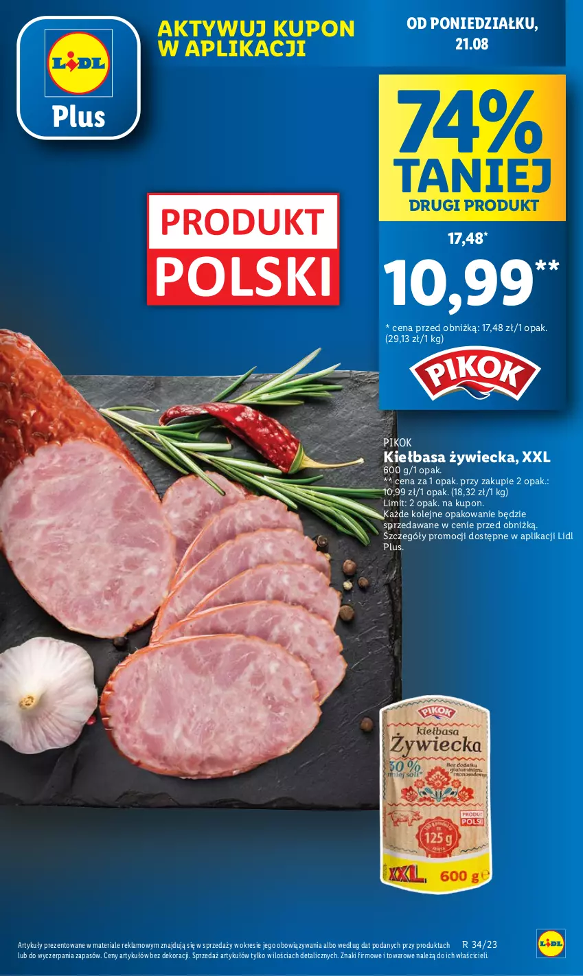 Gazetka promocyjna Lidl - GAZETKA - ważna 21.08 do 27.08.2023 - strona 5 - produkty: Kiełbasa, Olej, PIKOK