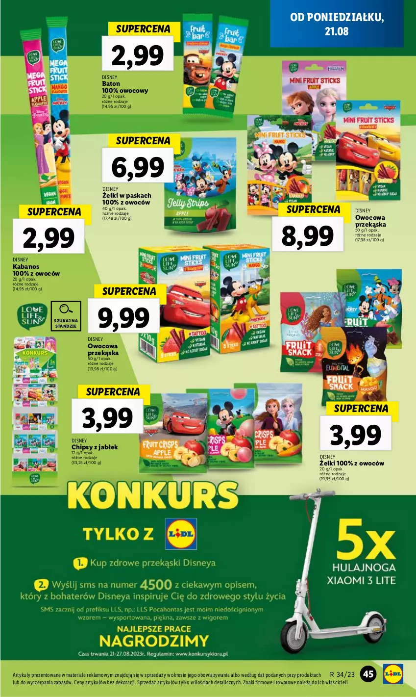 Gazetka promocyjna Lidl - GAZETKA - ważna 21.08 do 27.08.2023 - strona 51 - produkty: Baton, Chipsy, Disney, Kabanos