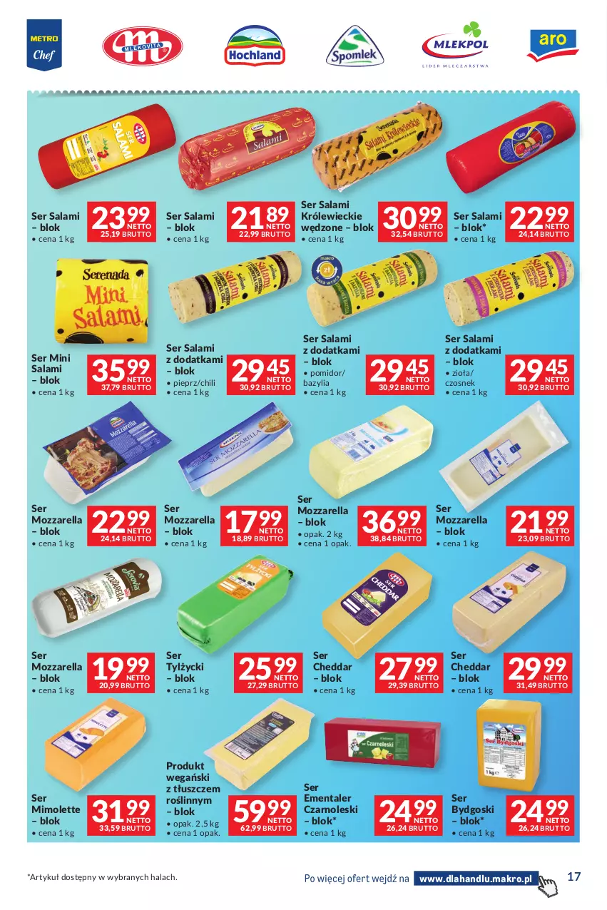 Gazetka promocyjna Makro - Dystrybucja do sklepów - ważna 27.10 do 23.11.2026 - strona 17 - produkty: Bazyl, Bazylia, Cheddar, Czosnek, Ementaler, Mimolette, Mozzarella, Pieprz, Salami, Ser, Ser salami, Ser tylżycki
