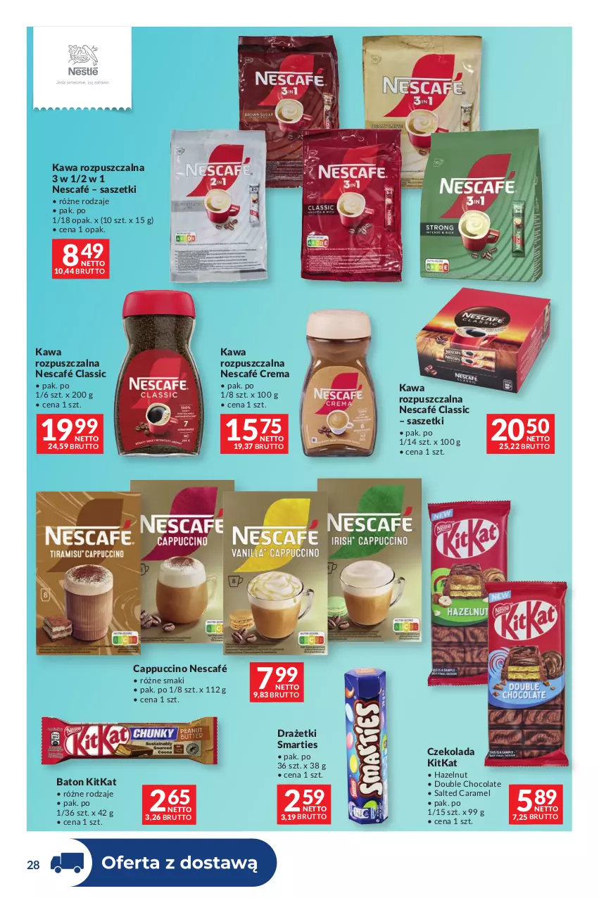 Gazetka promocyjna Makro - Dystrybucja do sklepów - ważna 27.10 do 23.11.2026 - strona 28 - produkty: Baton, Cappuccino, Czekolada, Kawa, Kawa rozpuszczalna, Nescafé