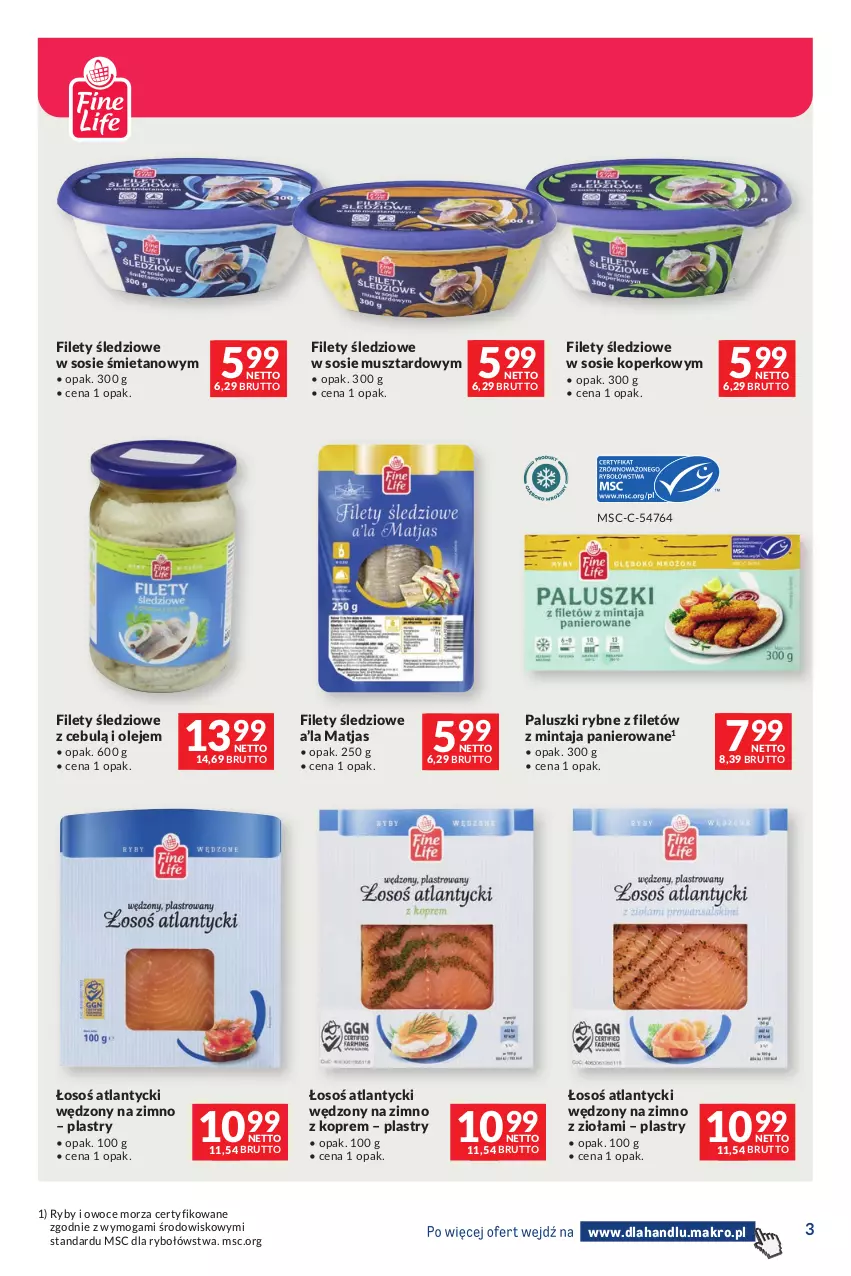 Gazetka promocyjna Makro - Dystrybucja do sklepów - ważna 27.10 do 23.11.2026 - strona 3 - produkty: Matjas, Mintaj, Mus, Olej, Owoce, Owoce morza, Paluszki rybne, Ryby i owoce morza, Sos