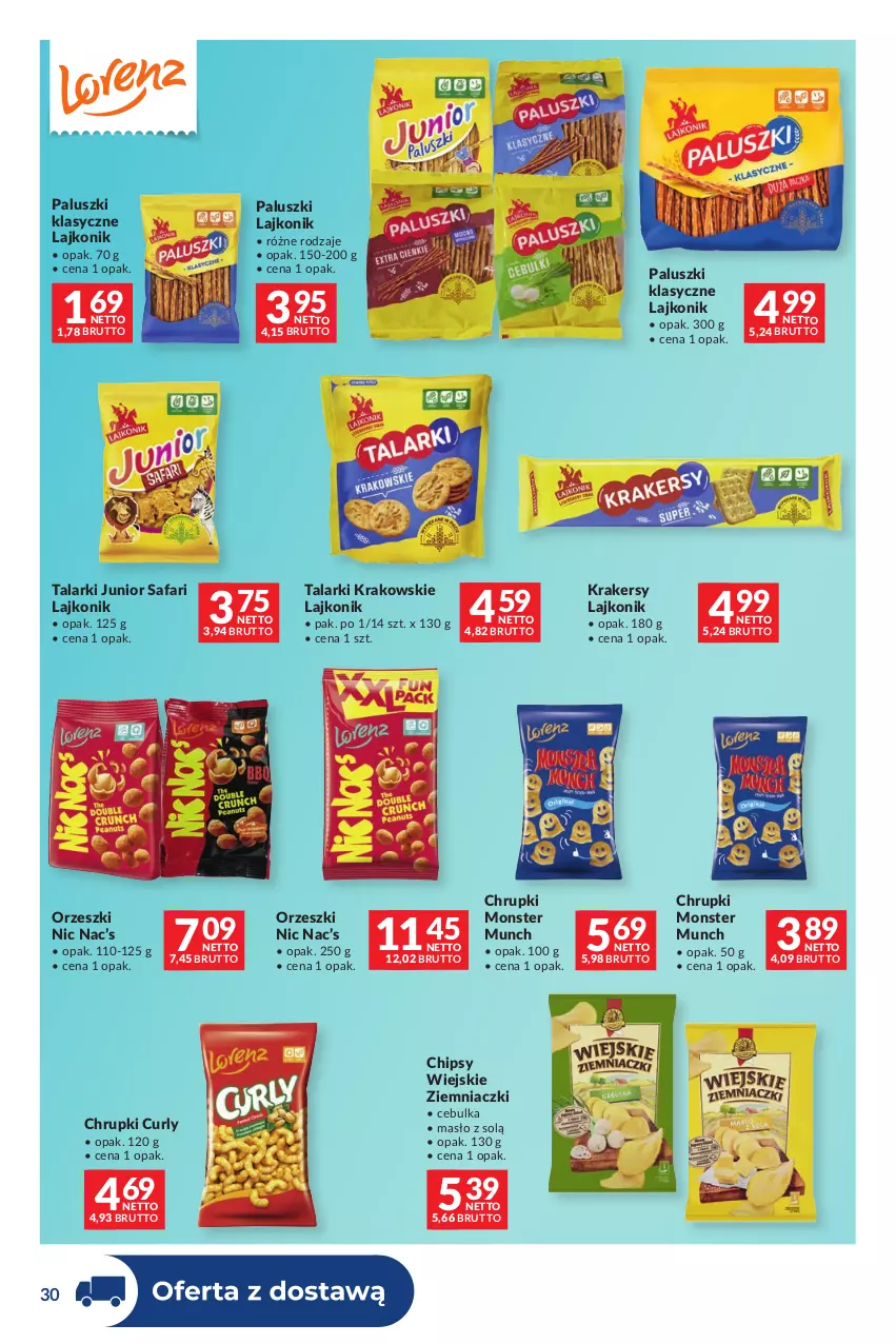 Gazetka promocyjna Makro - Dystrybucja do sklepów - ważna 27.10 do 23.11.2026 - strona 30 - produkty: Chipsy, Chrupki, Fa, Krakersy, Lajkonik, Masło, Monster Munch, Orzeszki