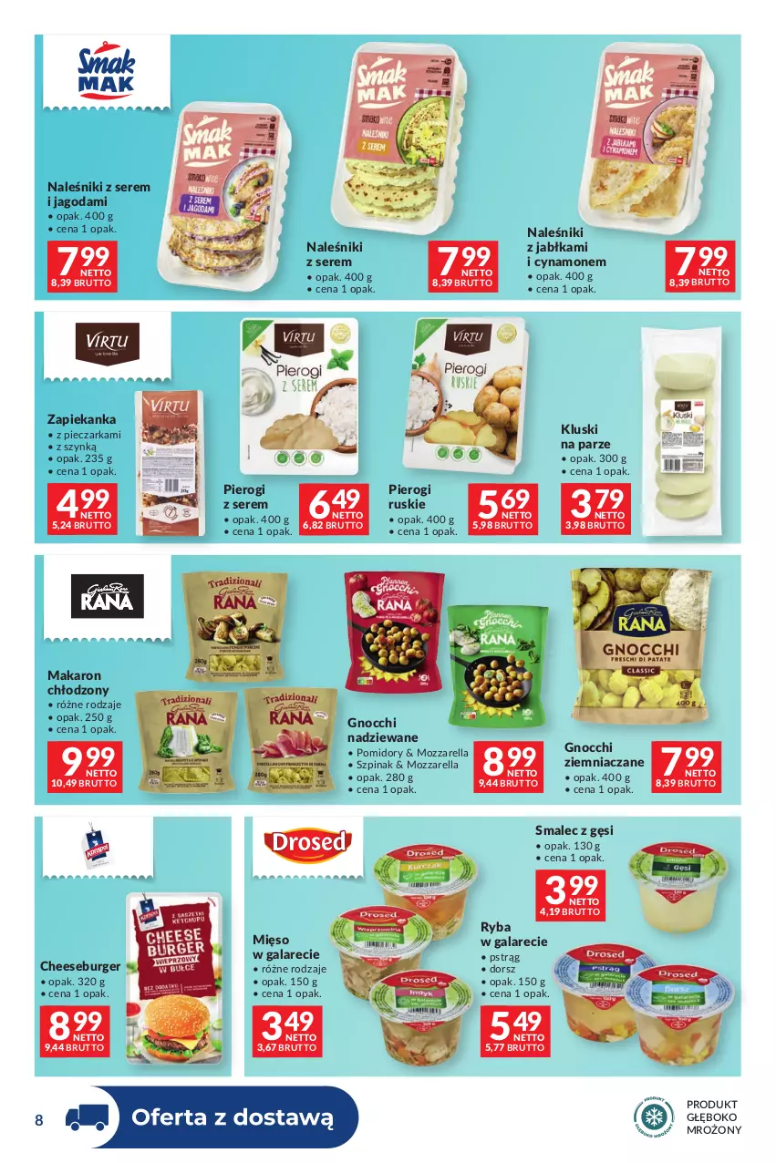 Gazetka promocyjna Makro - Dystrybucja do sklepów - ważna 27.10 do 23.11.2026 - strona 8 - produkty: Burger, Dorsz, Gala, Gnocchi, Jabłka, Kluski na parze, Makaron, Mięso, Mięso w galarecie, Mozzarella, Naleśniki, Piec, Pieczarka, Pierogi, Pomidory, Pstrąg, Ryba, Ryba w galarecie, Ser, Smalec, Szpinak, Zapiekanka